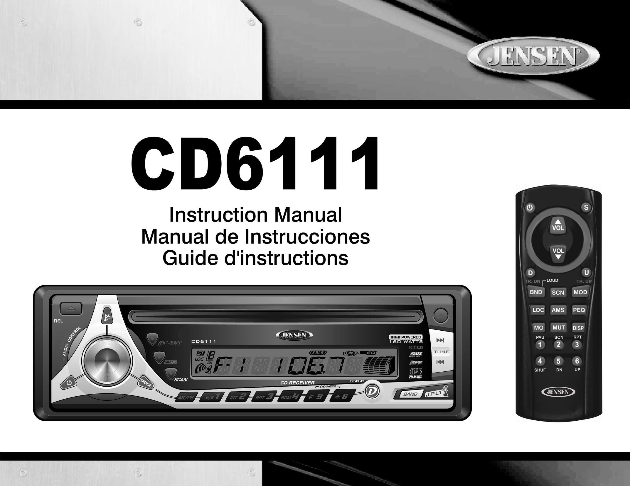 Jensen CD6111 Car Stereo System User Manual