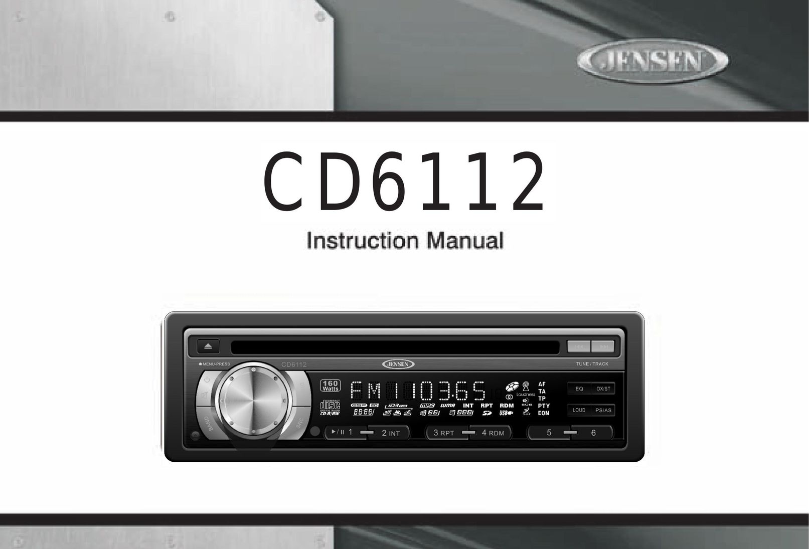 Jensen CD6112 Car Stereo System User Manual