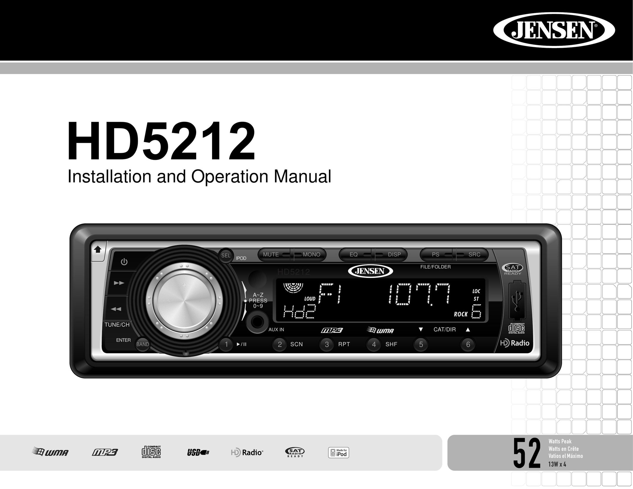 Jensen HD5212 Car Stereo System User Manual