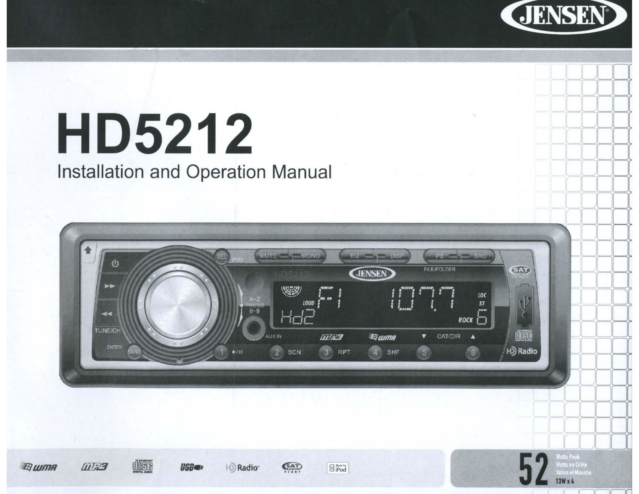 Jensen HD5212 Car Stereo System User Manual