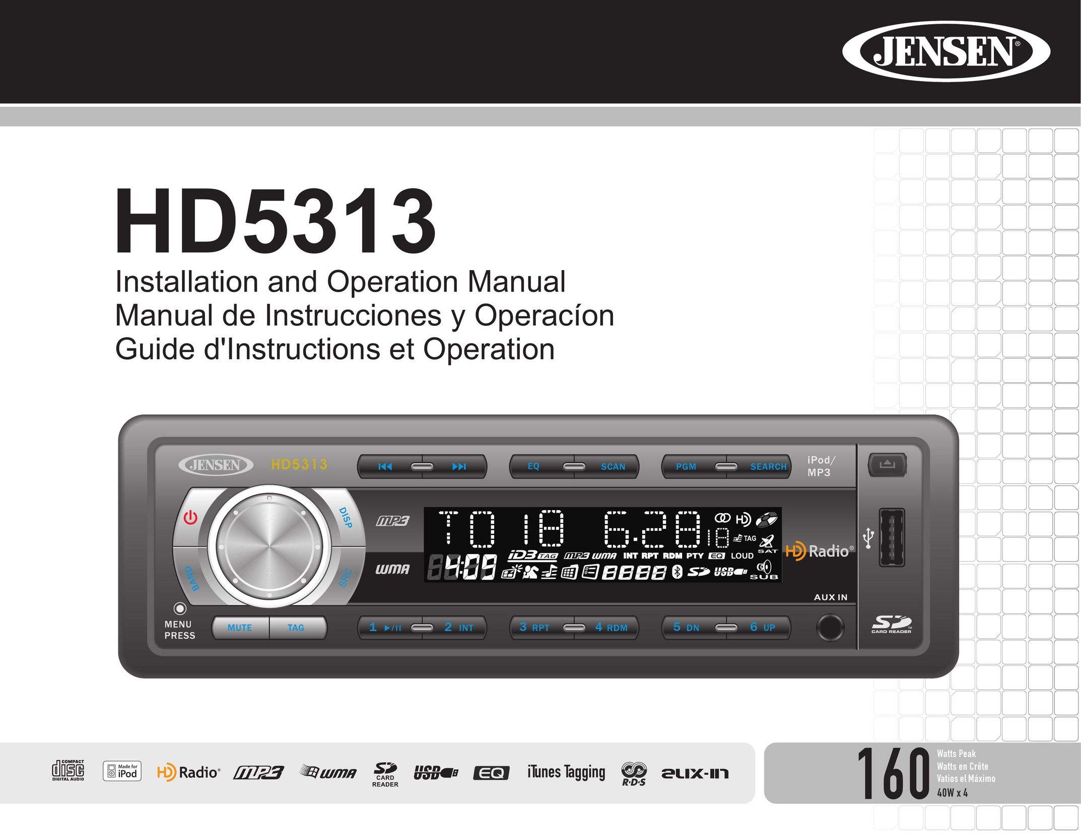 Jensen HD5313IR Car Stereo System User Manual