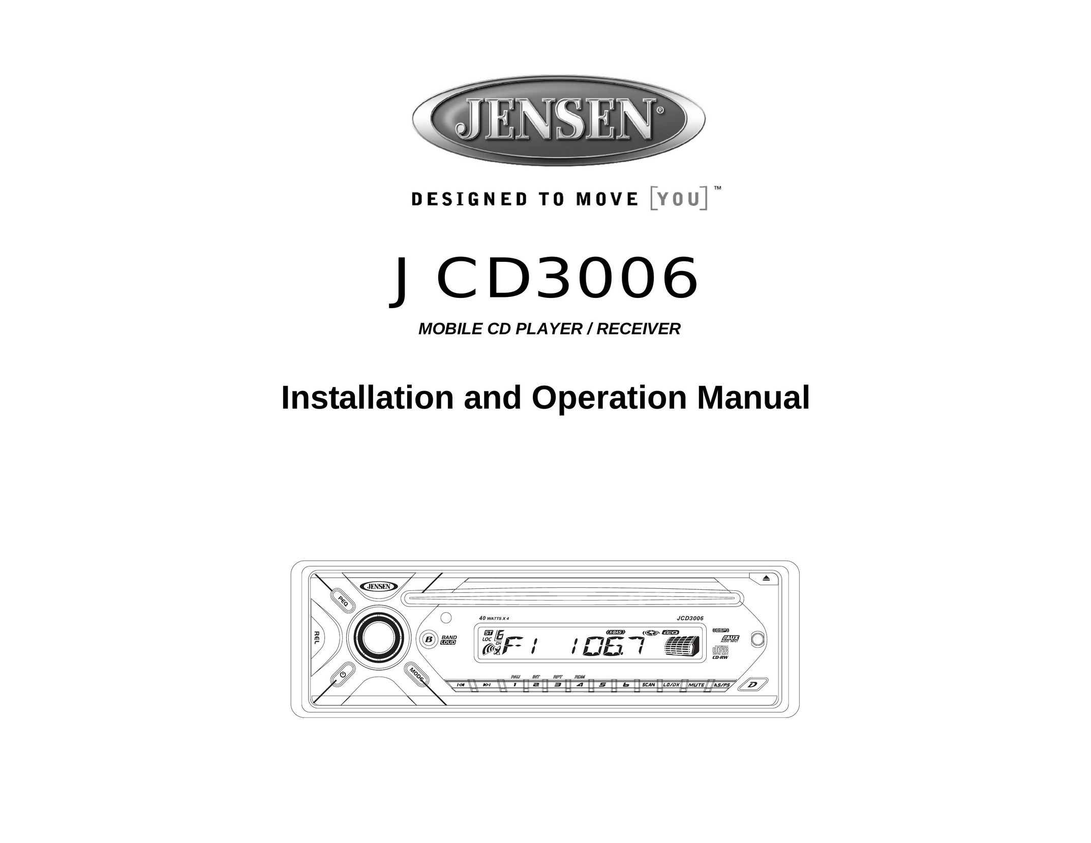Jensen JCD3006 Car Stereo System User Manual