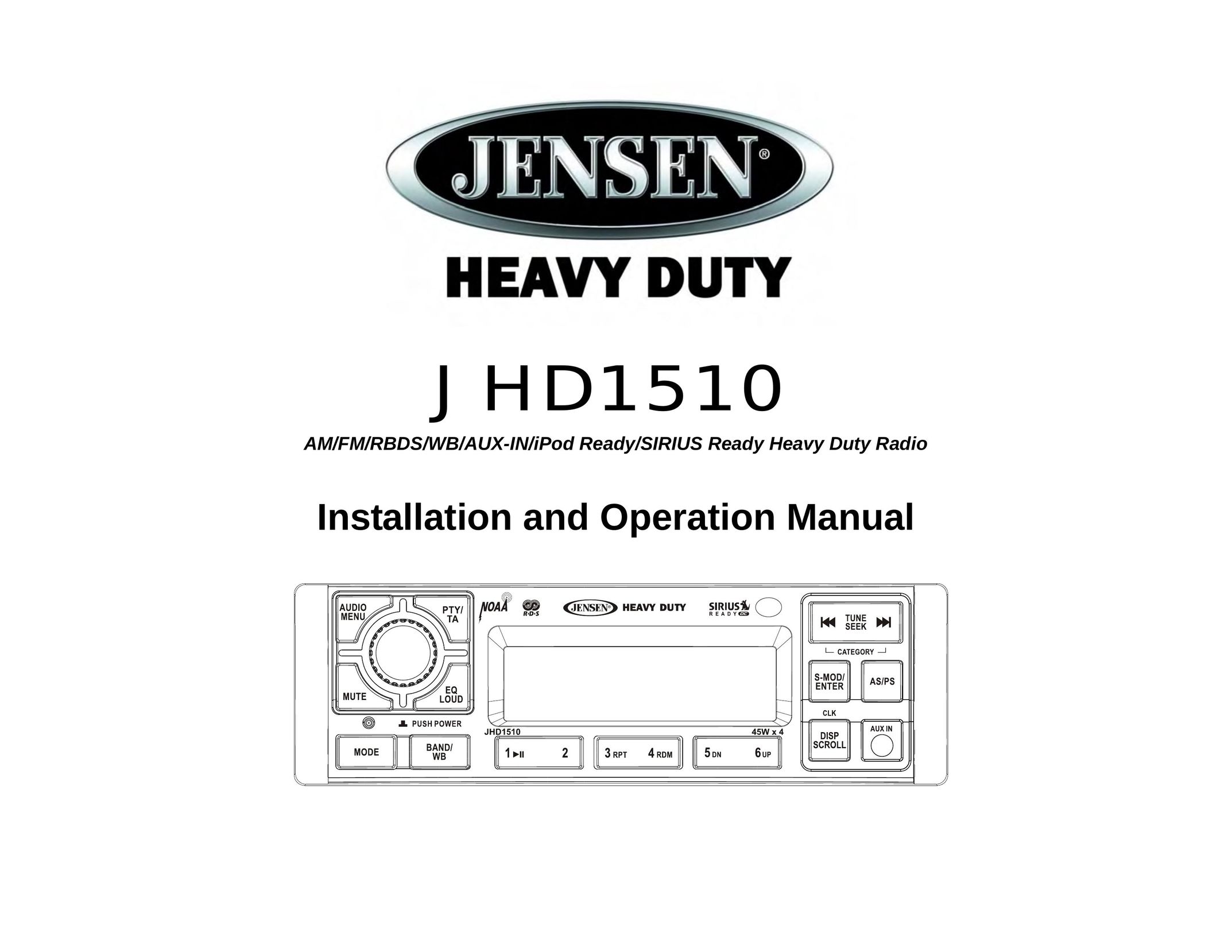 Jensen JHD1510 Car Stereo System User Manual