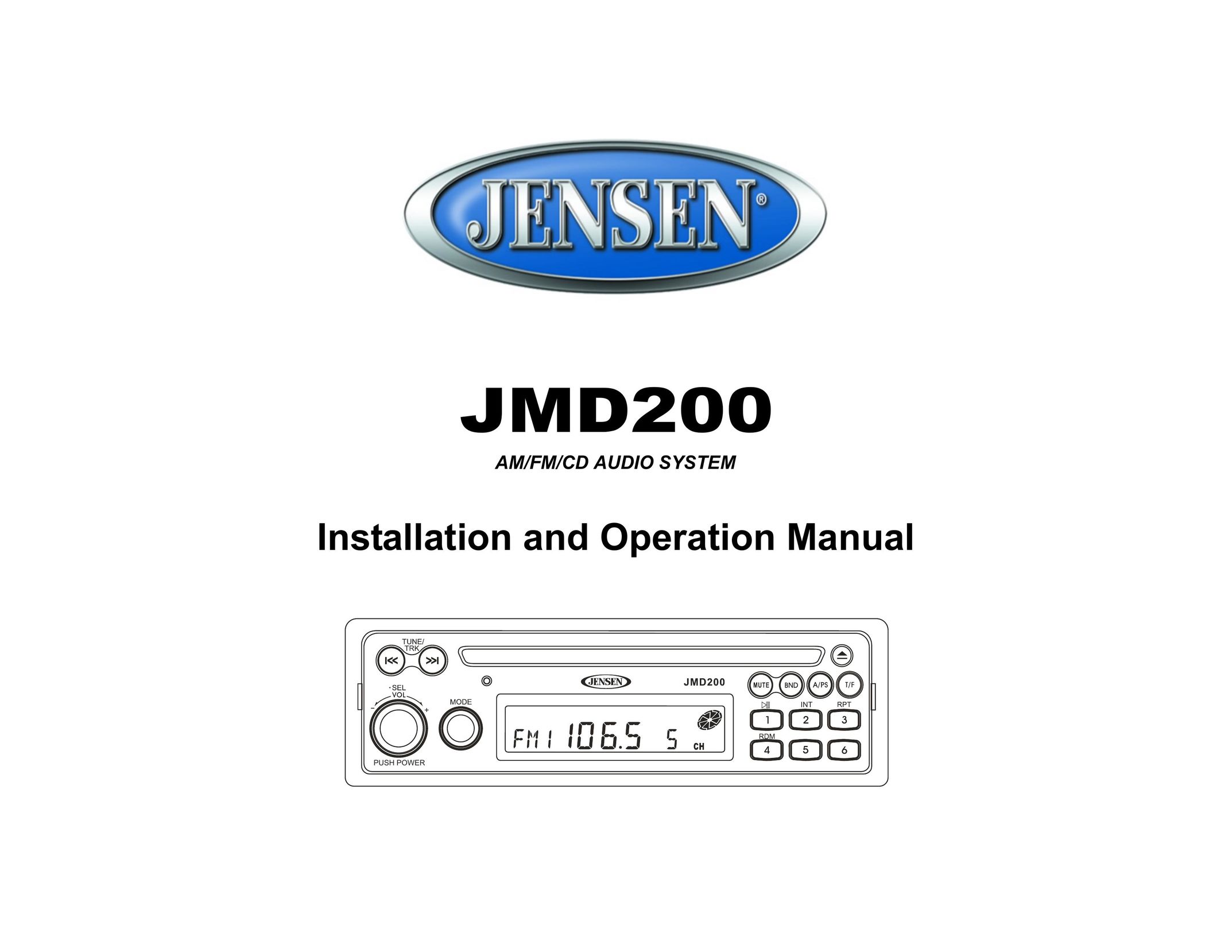 Jensen JMD200 Car Stereo System User Manual