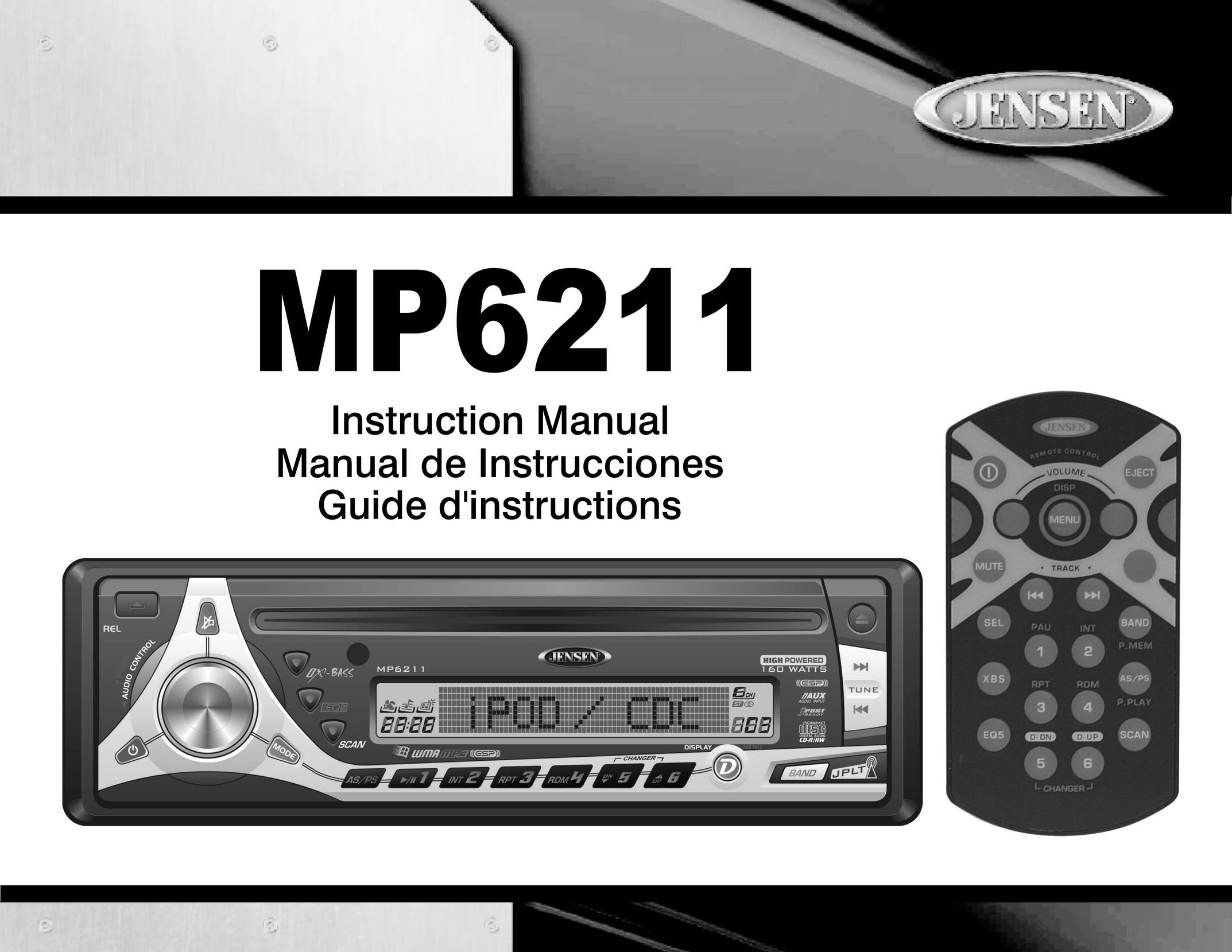 Jensen MP6211 Car Stereo System User Manual
