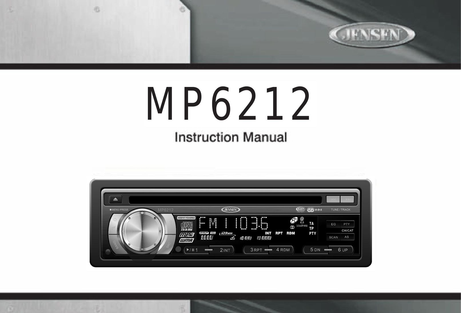 Jensen MP6212 Car Stereo System User Manual