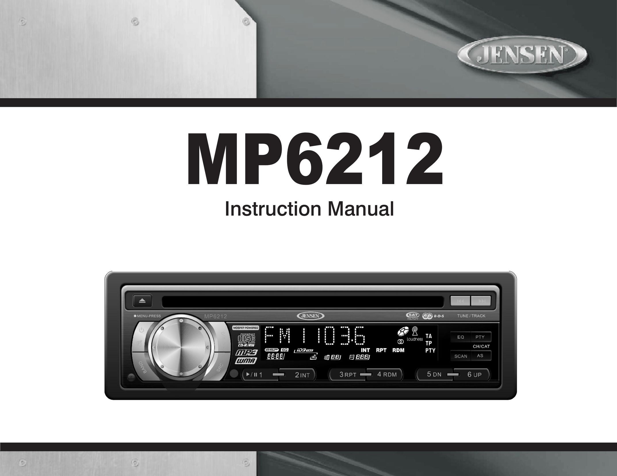 Jensen MP6212 Car Stereo System User Manual