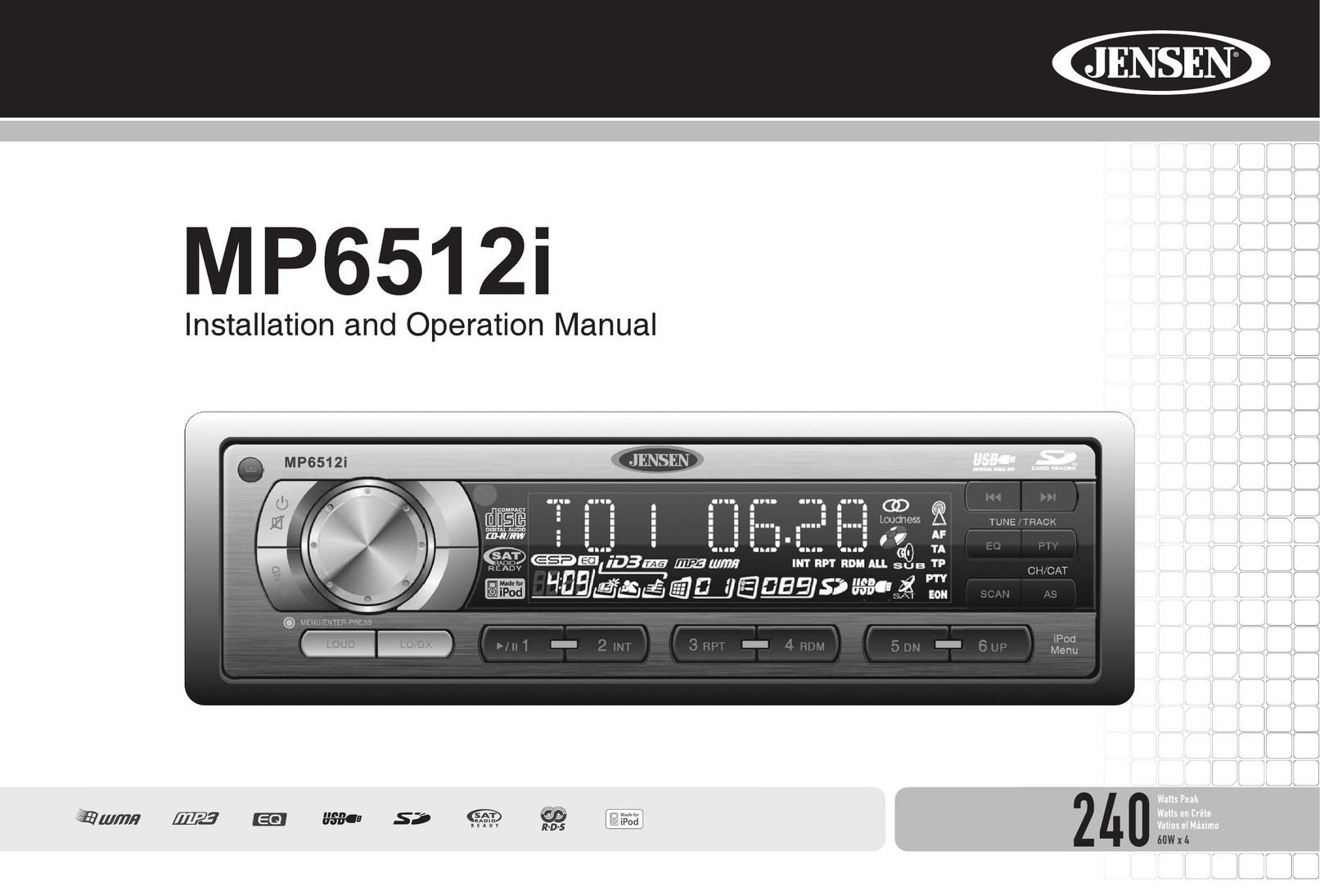 Jensen MP6512i Car Stereo System User Manual