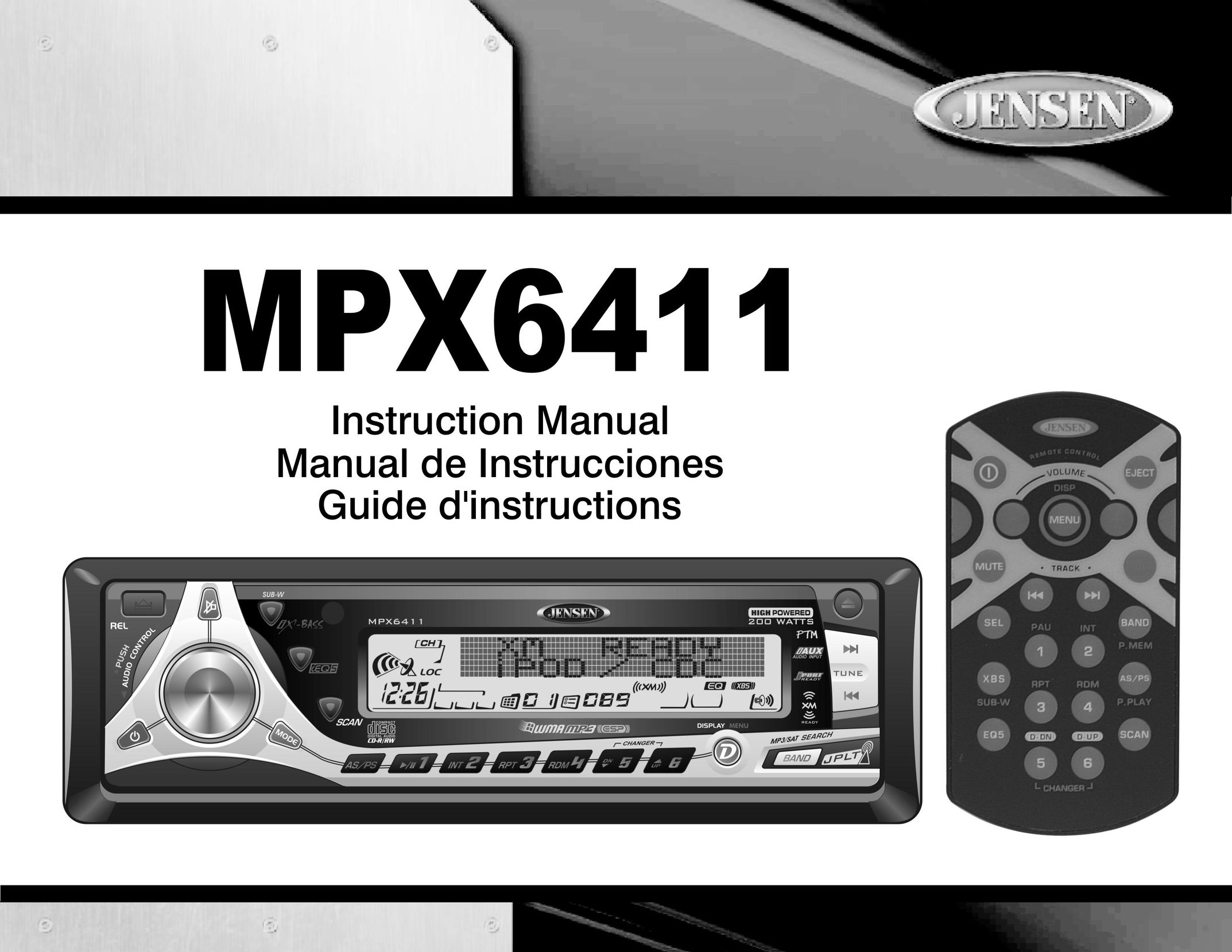 Jensen MPX6411 Car Stereo System User Manual