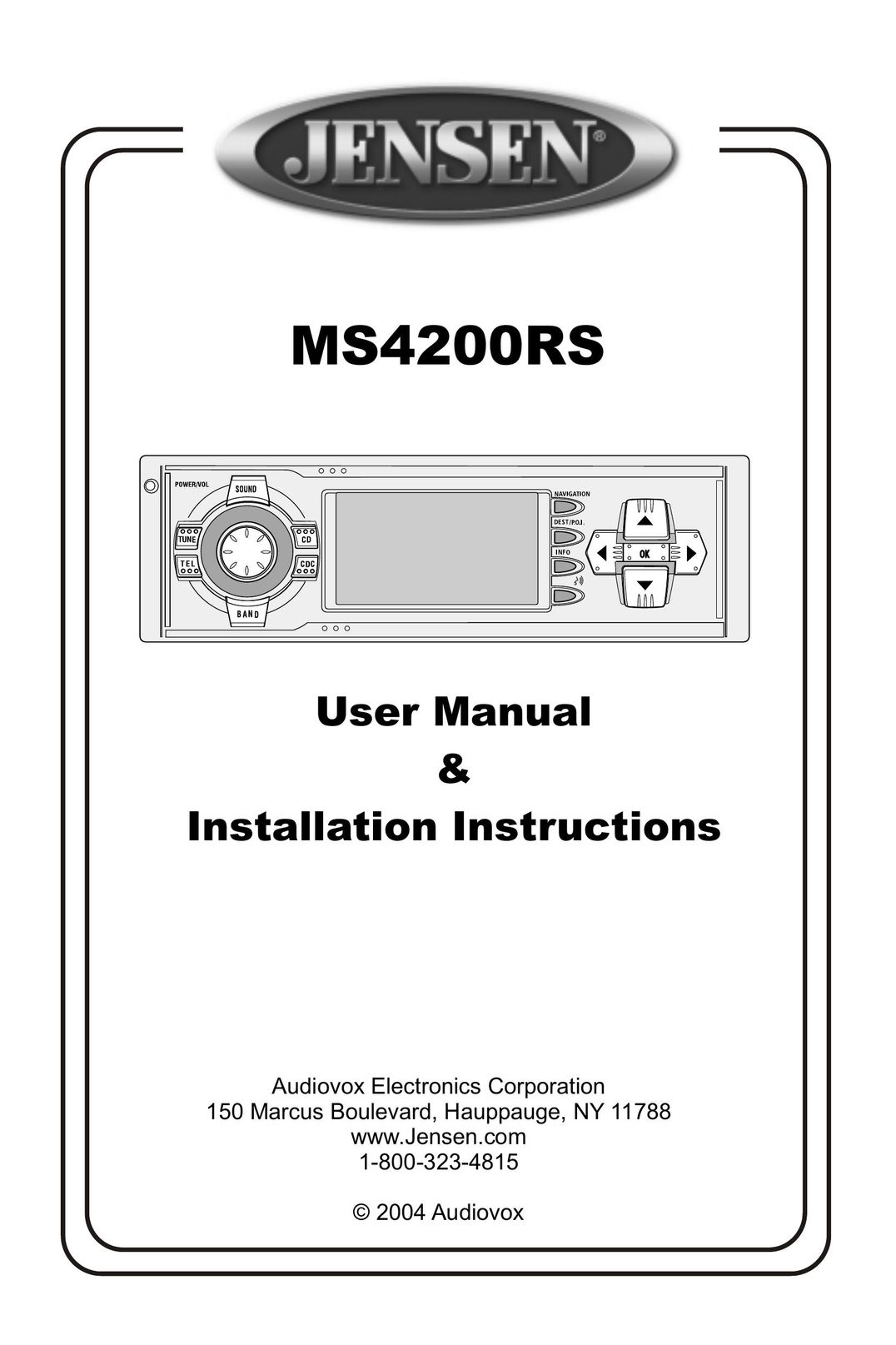 Jensen MS4200RS Car Stereo System User Manual