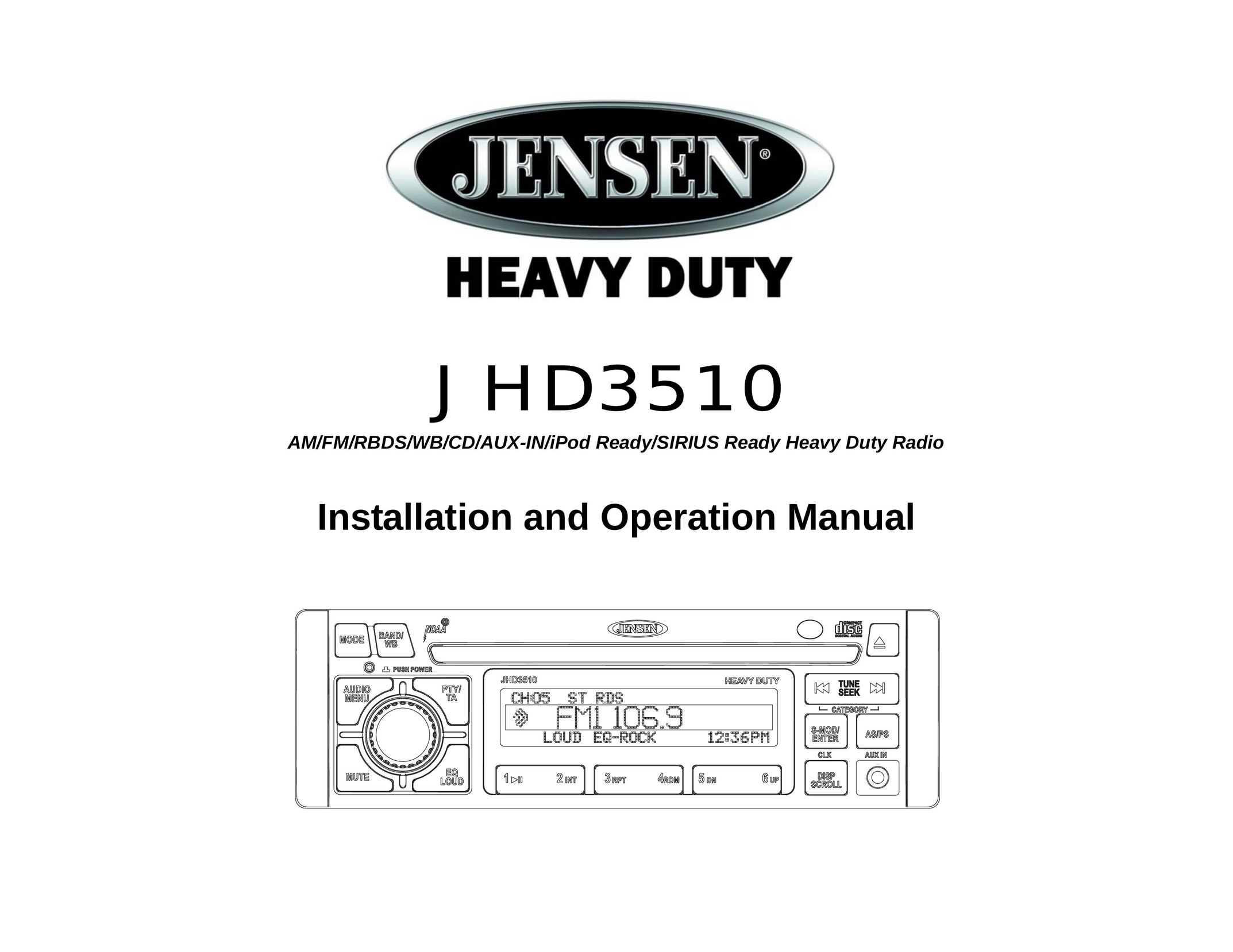 Jensen Tools JHD3510 Car Stereo System User Manual