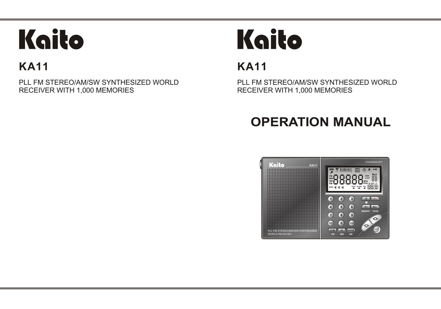 Kaito electronic KA11 Car Stereo System User Manual