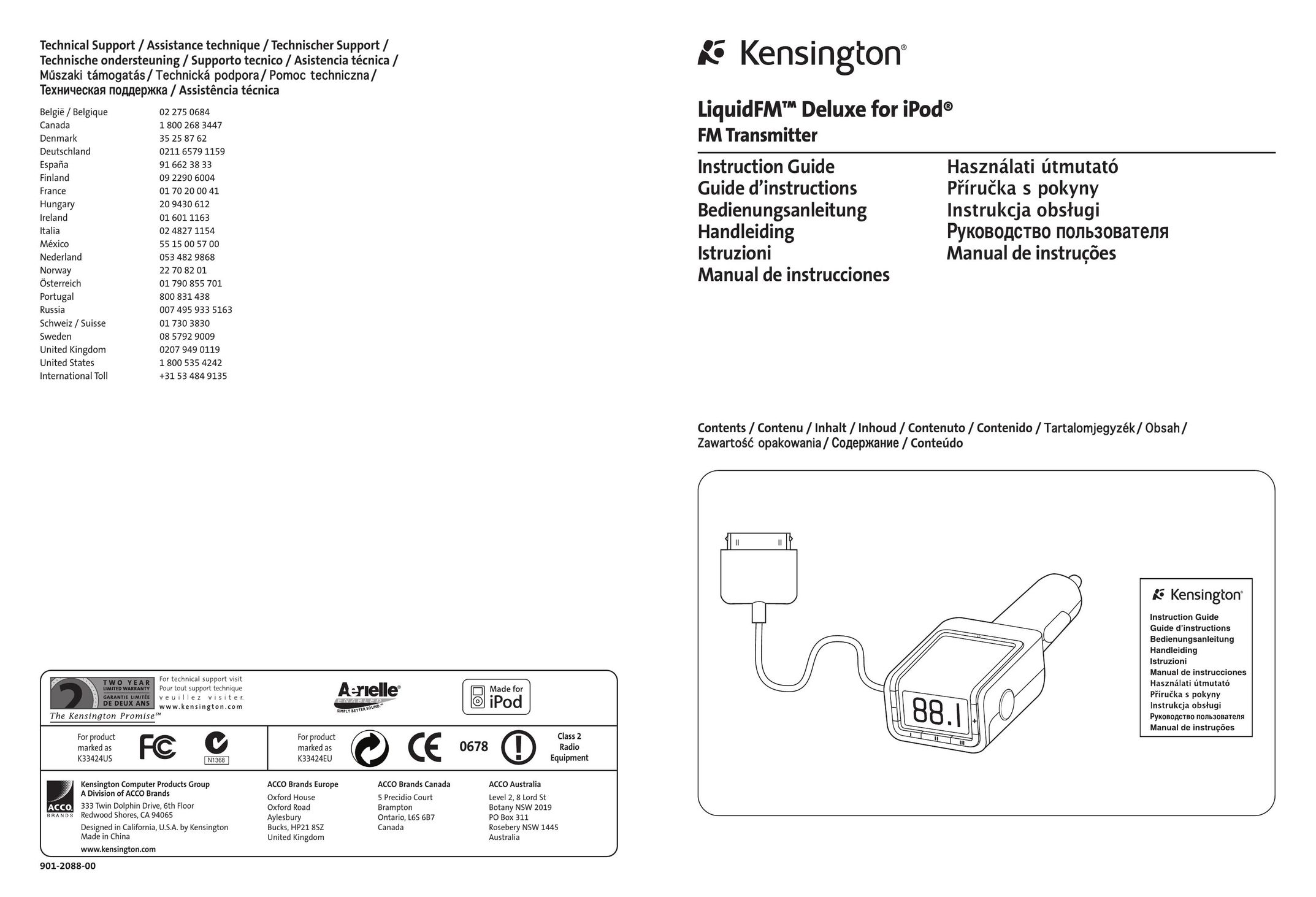 Kensington K33424EU Car Stereo System User Manual