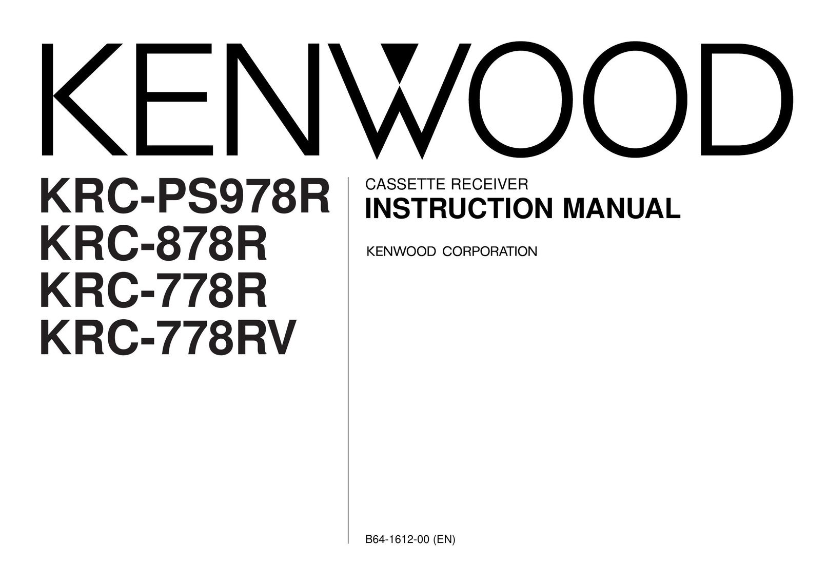 Kenwood B64-1612-00 (EN) Car Stereo System User Manual