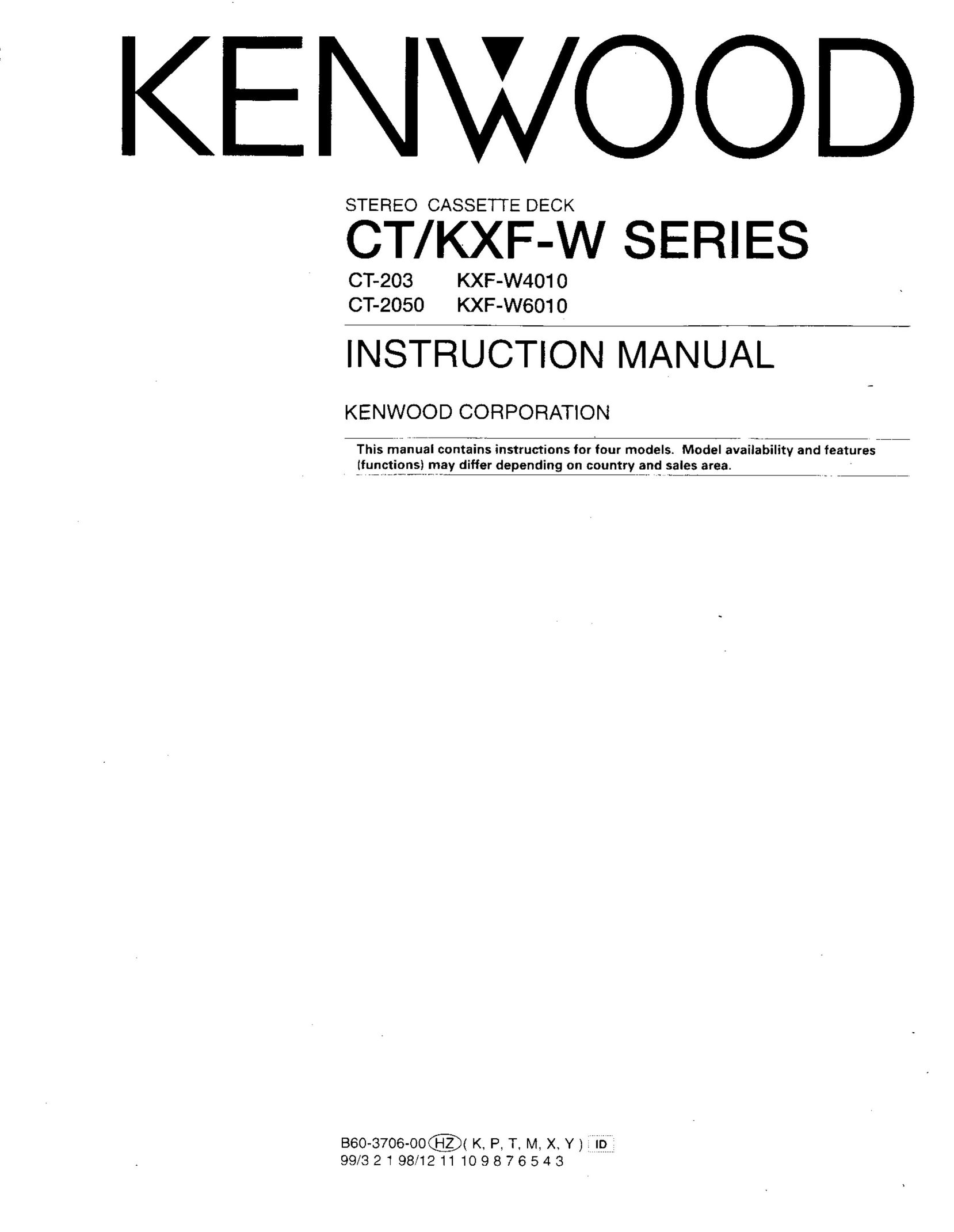 Kenwood CT-203 Car Stereo System User Manual