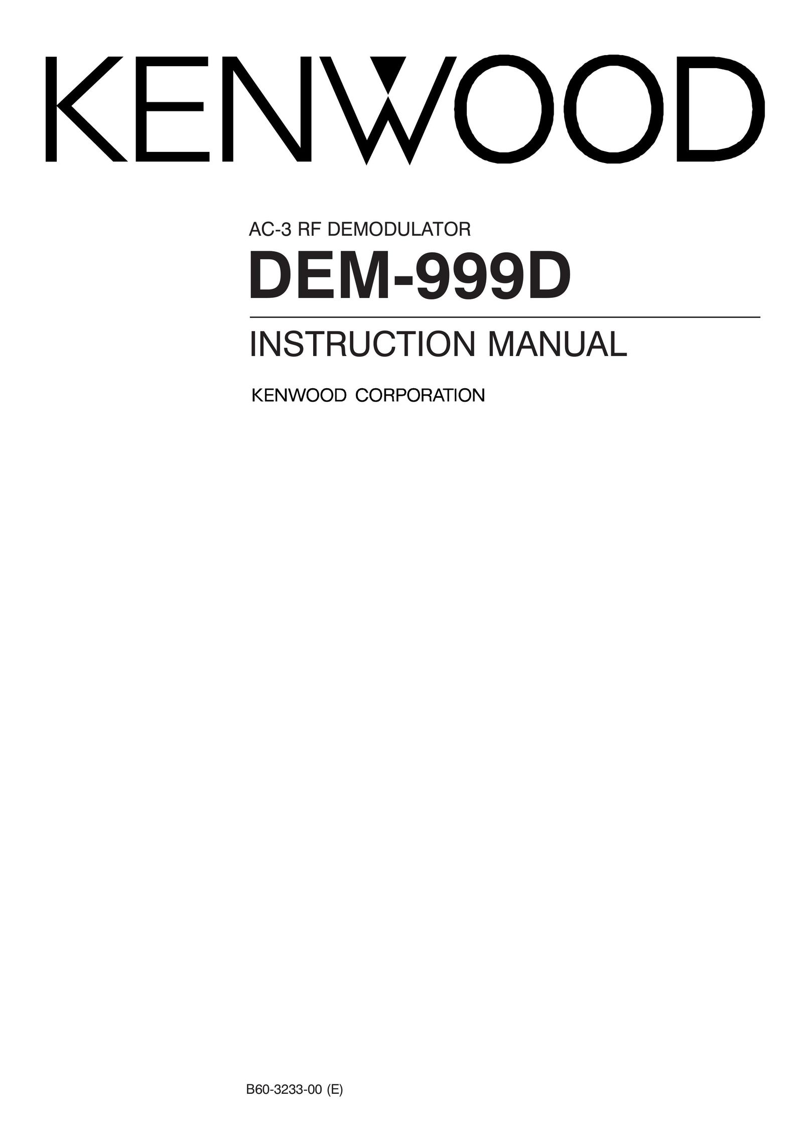 Kenwood DEM-999D Car Stereo System User Manual