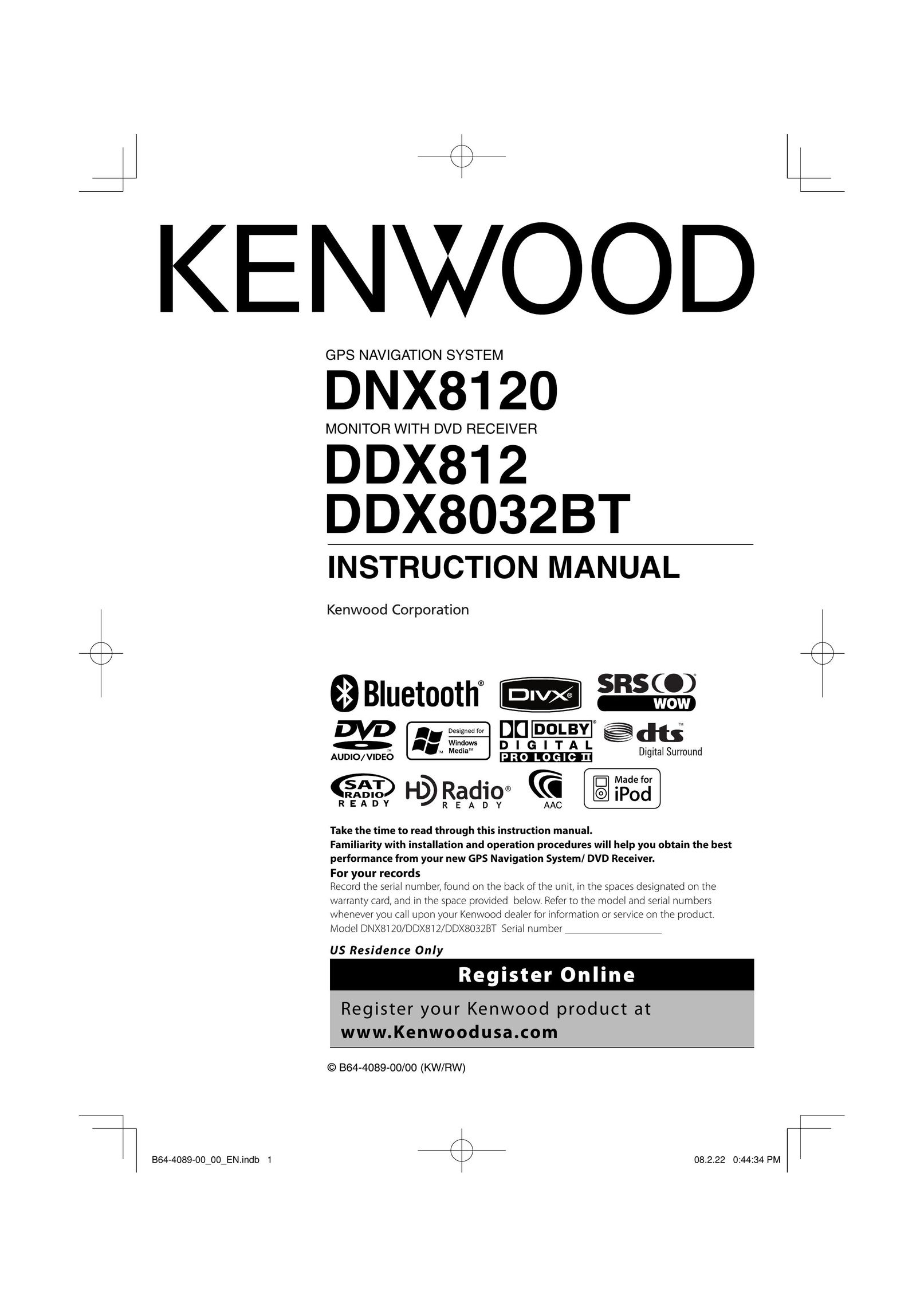 Kenwood DNX8120 Car Stereo System User Manual
