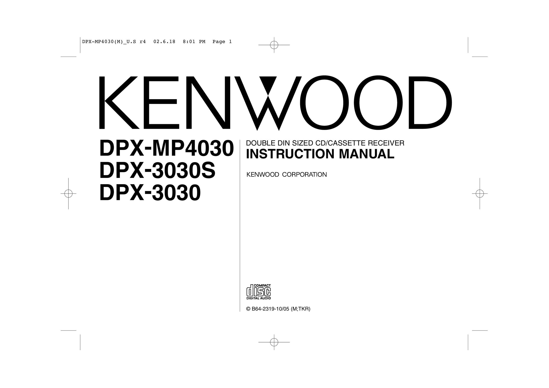 Kenwood DPX-3030 Car Stereo System User Manual