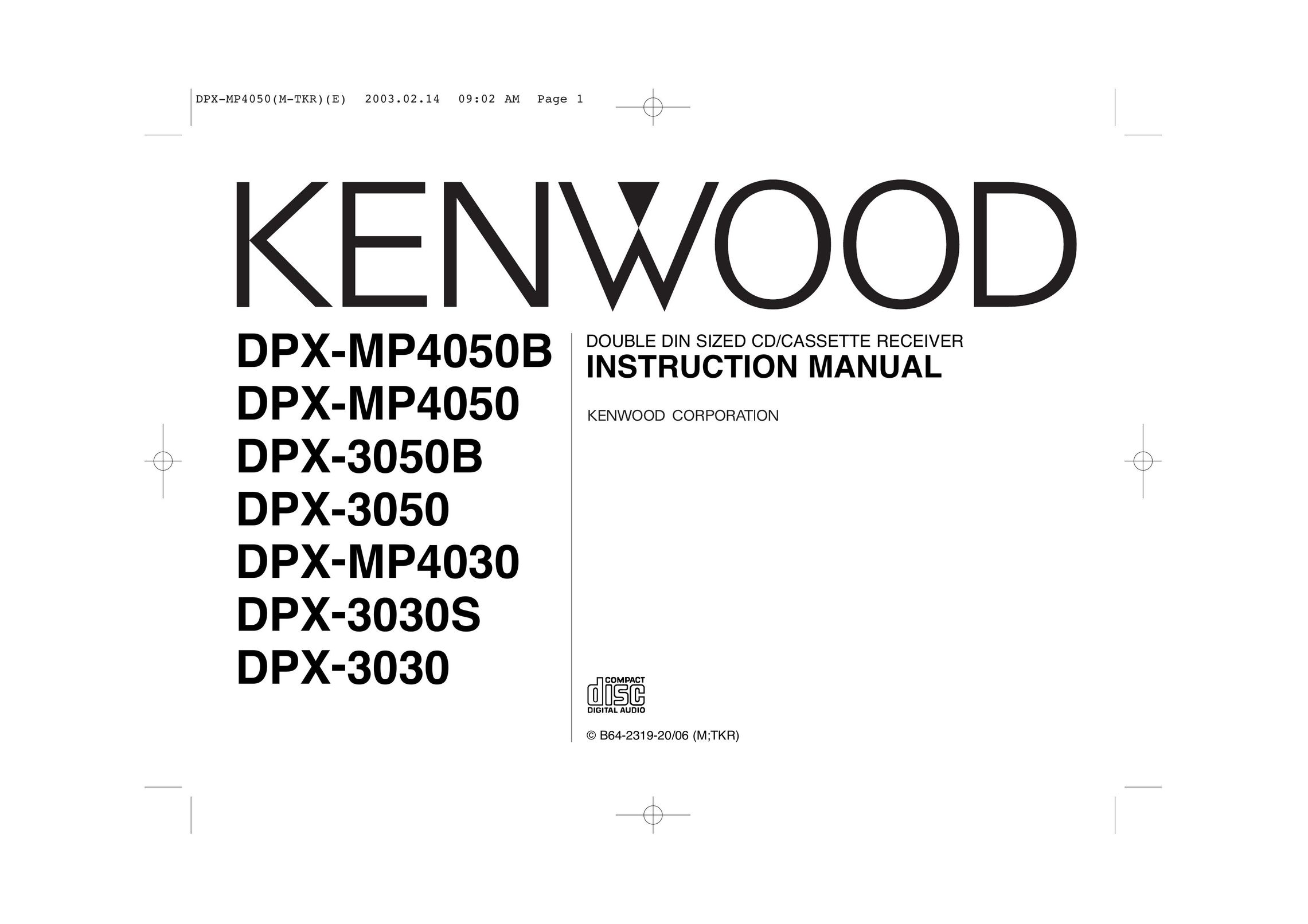 Kenwood DPX-3050 Car Stereo System User Manual