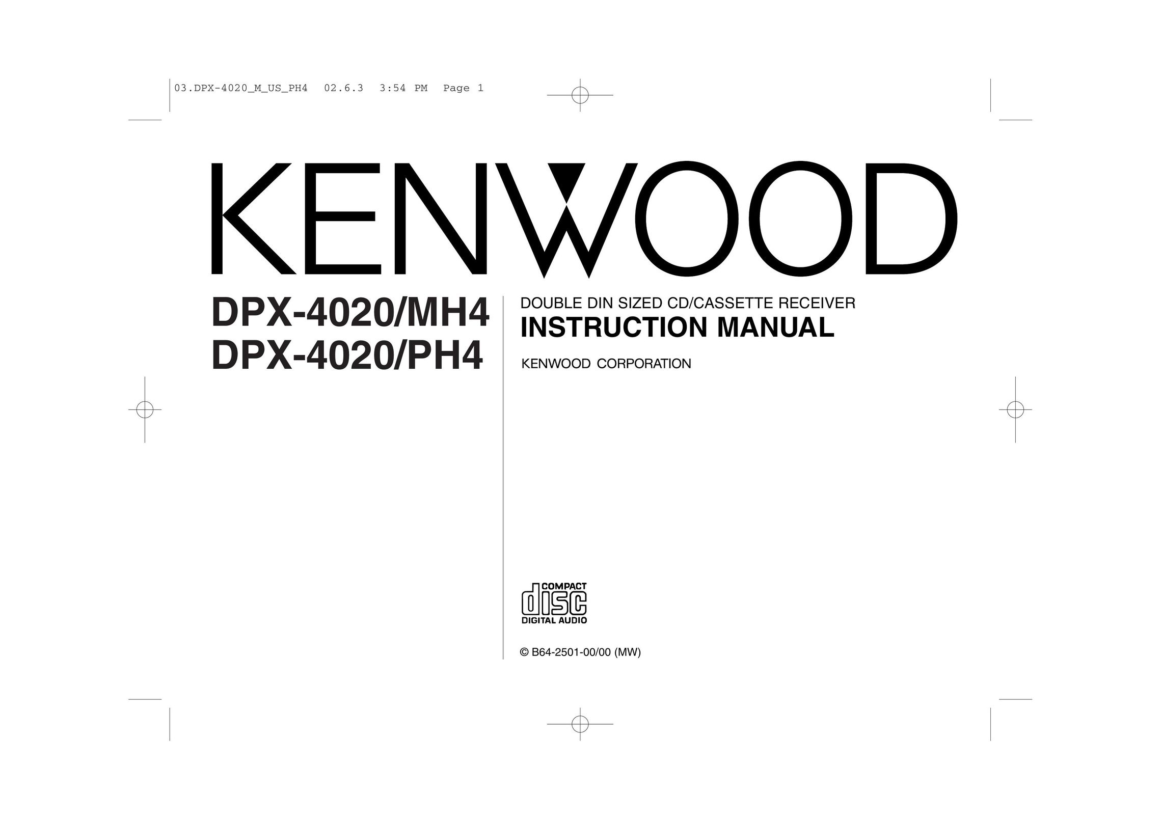 Kenwood DPX-4020 Car Stereo System User Manual