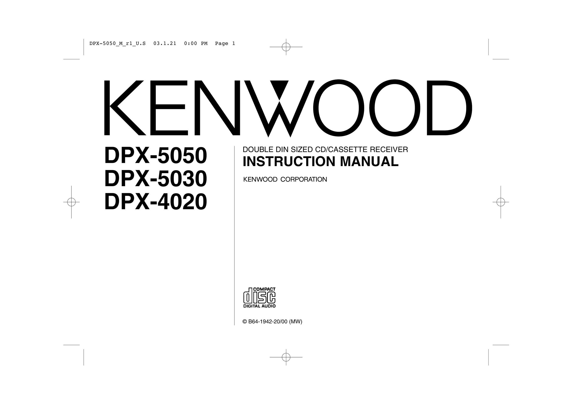 Kenwood DPX-5030 Car Stereo System User Manual