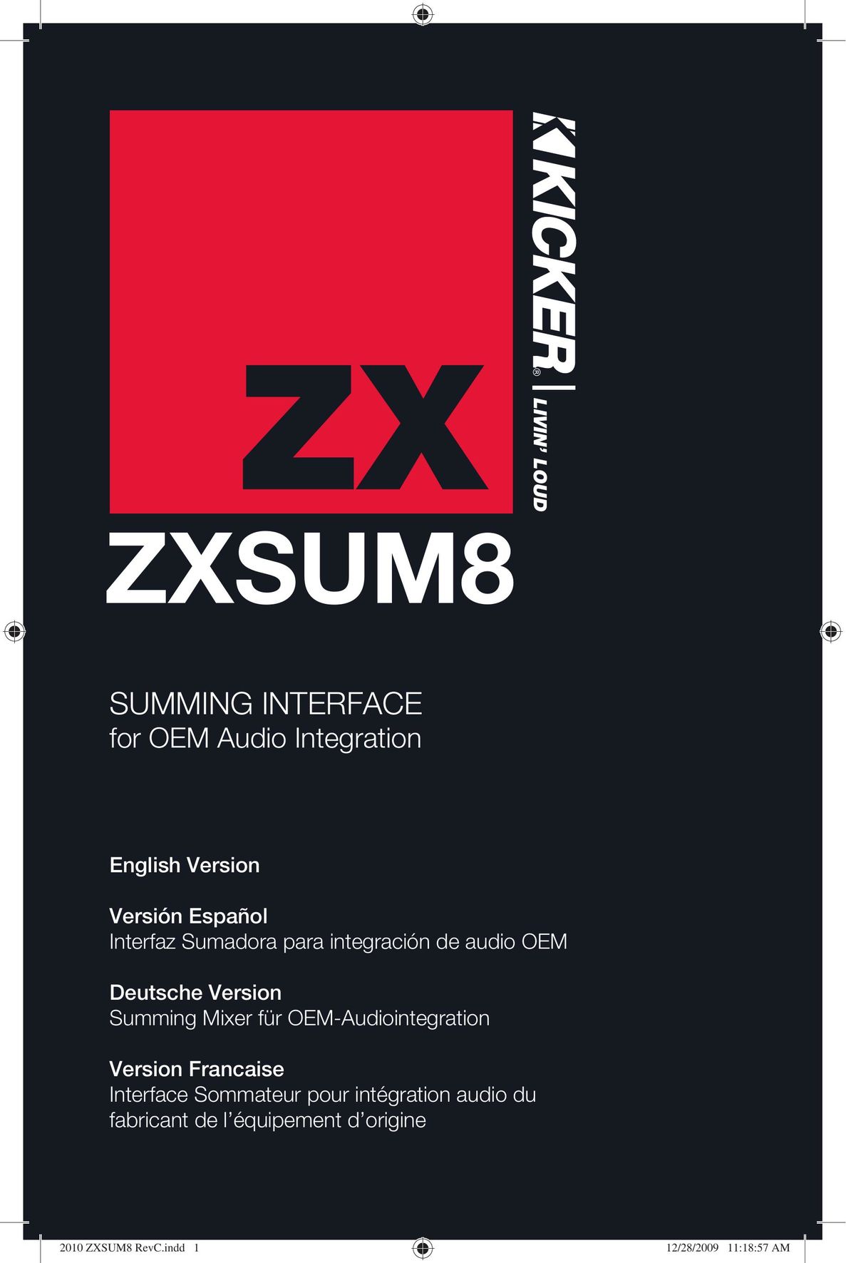 Kicker ZXSUM8 Car Stereo System User Manual