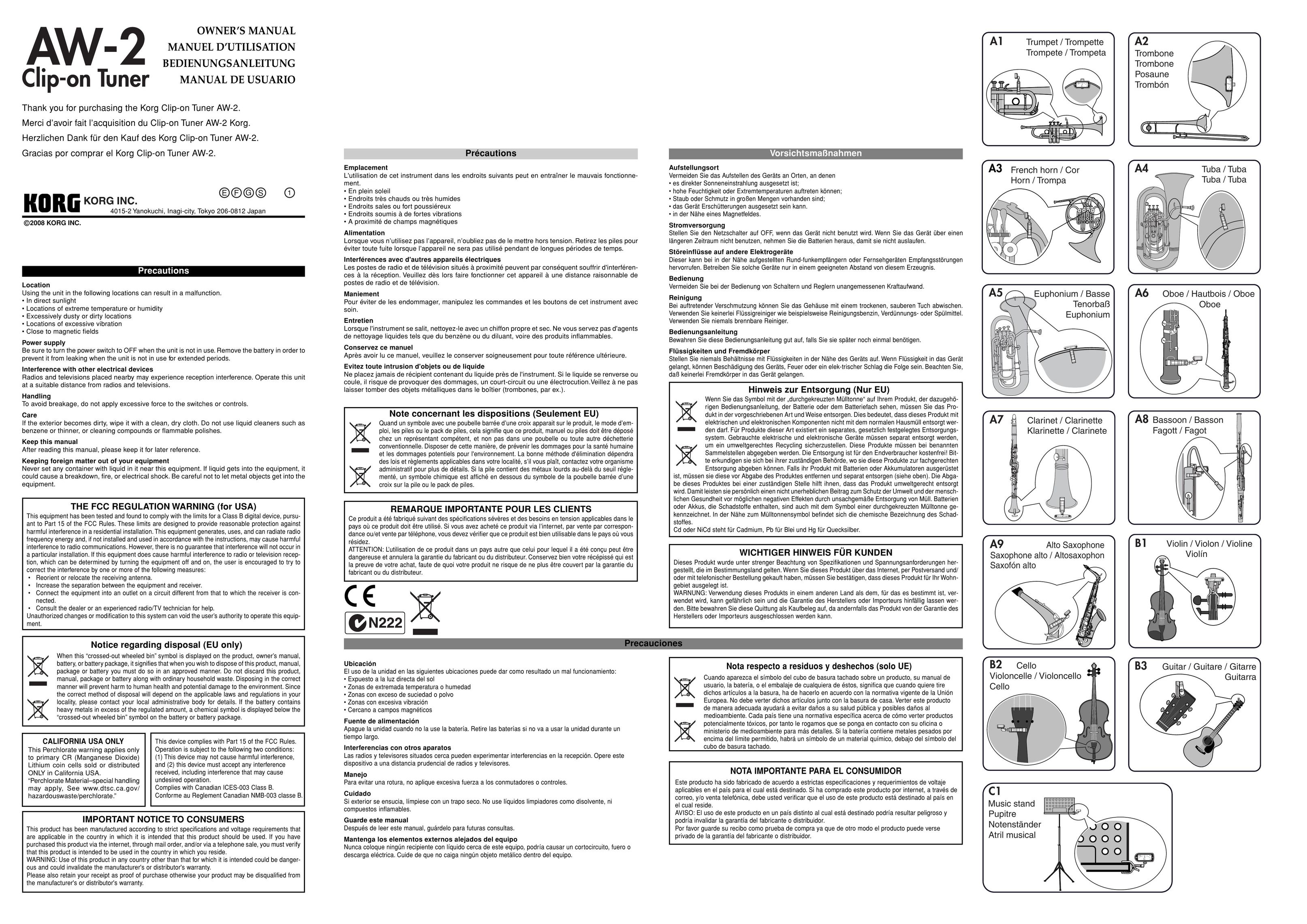 Korg AW-2 Car Stereo System User Manual
