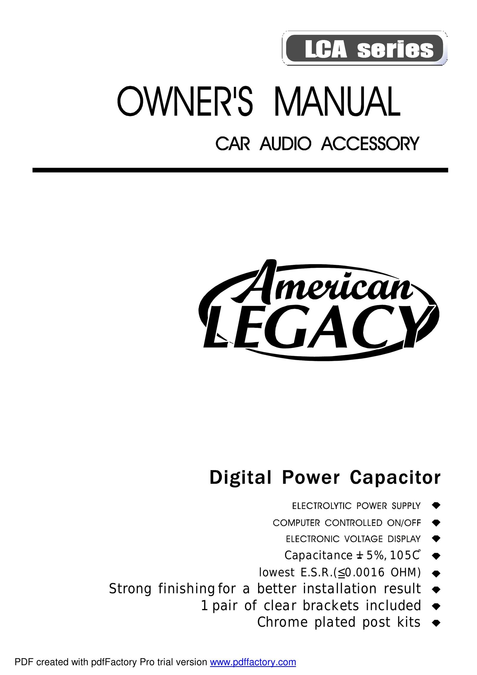 Legacy Car Audio LCA Series Car Stereo System User Manual