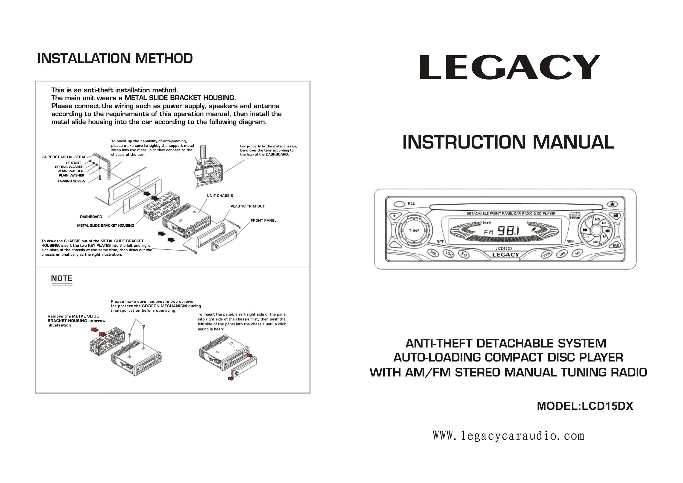 Legacy Car Audio LCD15DX Car Stereo System User Manual