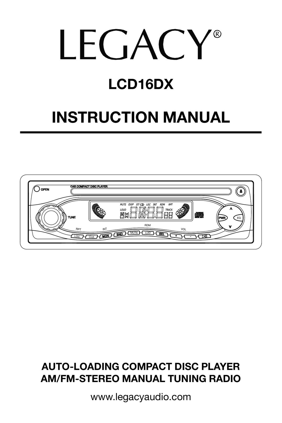 Legacy Car Audio LCD16DX Car Stereo System User Manual
