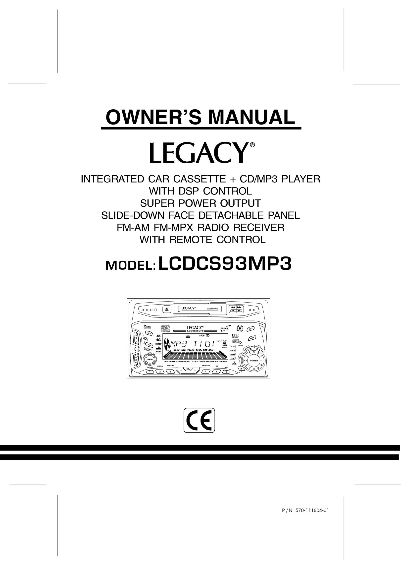Legacy Car Audio LCDCS93MP3 Car Stereo System User Manual