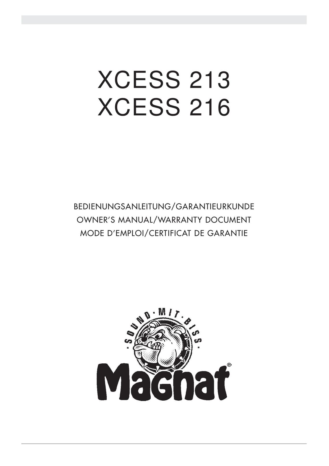 Magnat Audio Xcess 216 Car Stereo System User Manual
