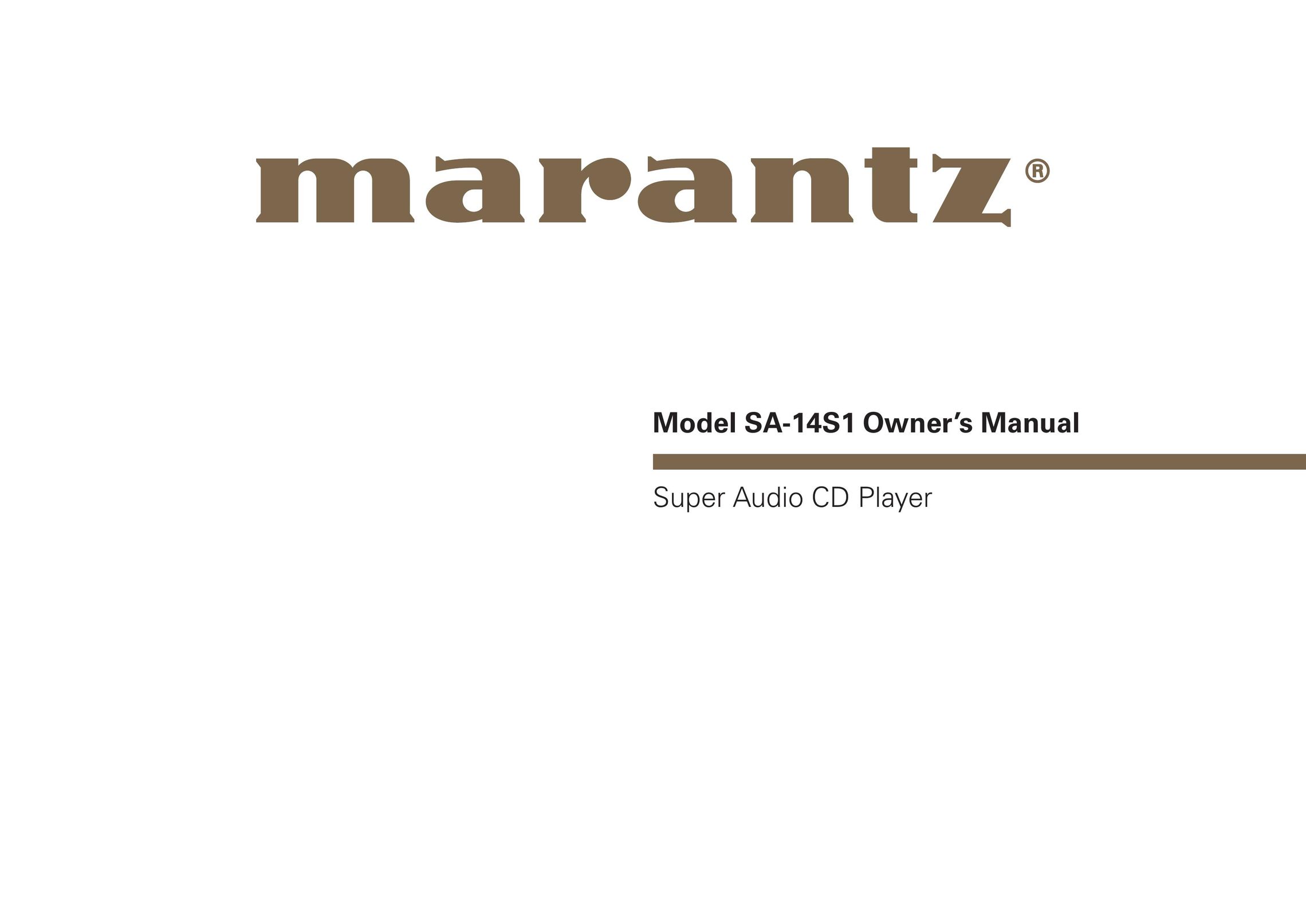 Marantz SA-14S1 Car Stereo System User Manual