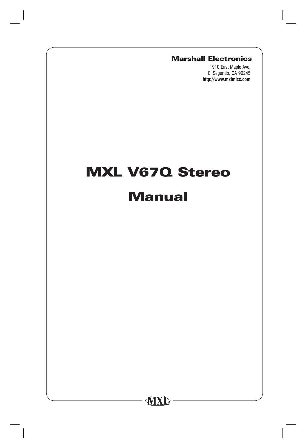 Marshall electronic MXL V67Q Car Stereo System User Manual