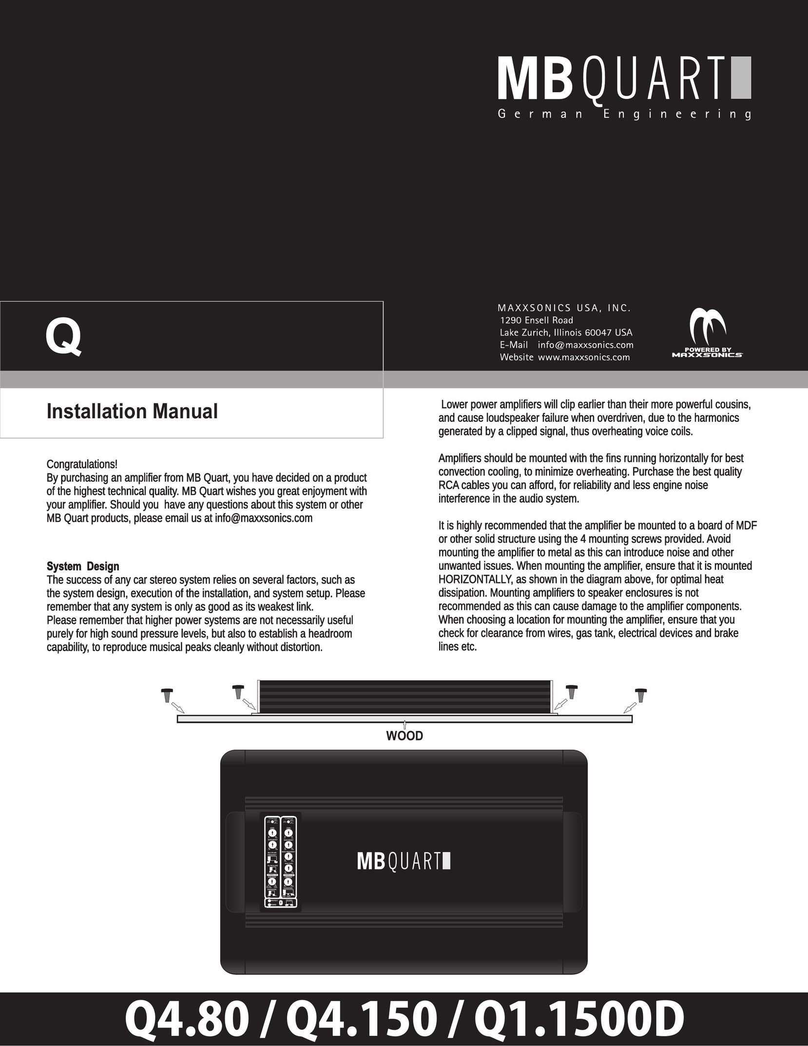Maxxsonics Q4.150 Car Stereo System User Manual