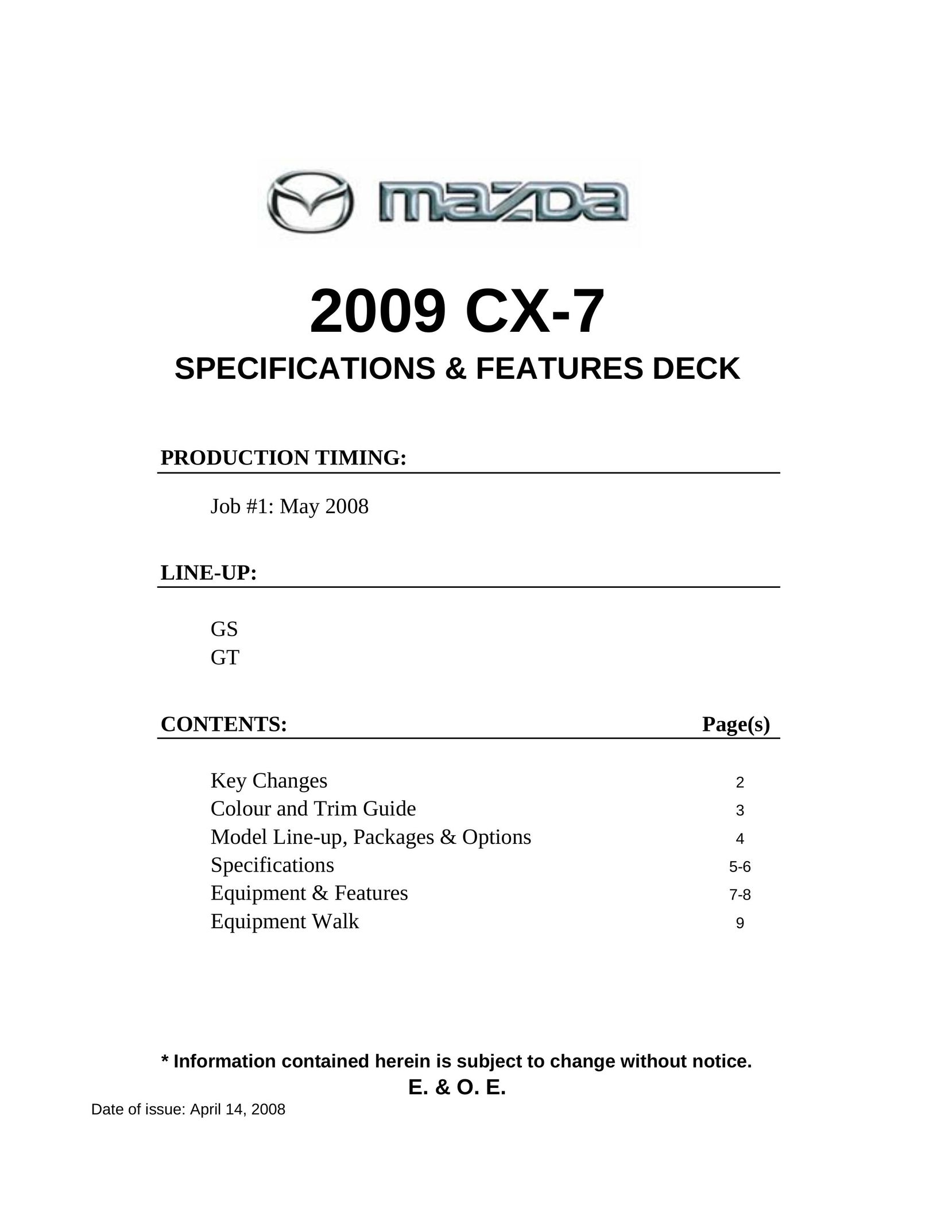 Mazda 2009 CX-7 Car Stereo System User Manual