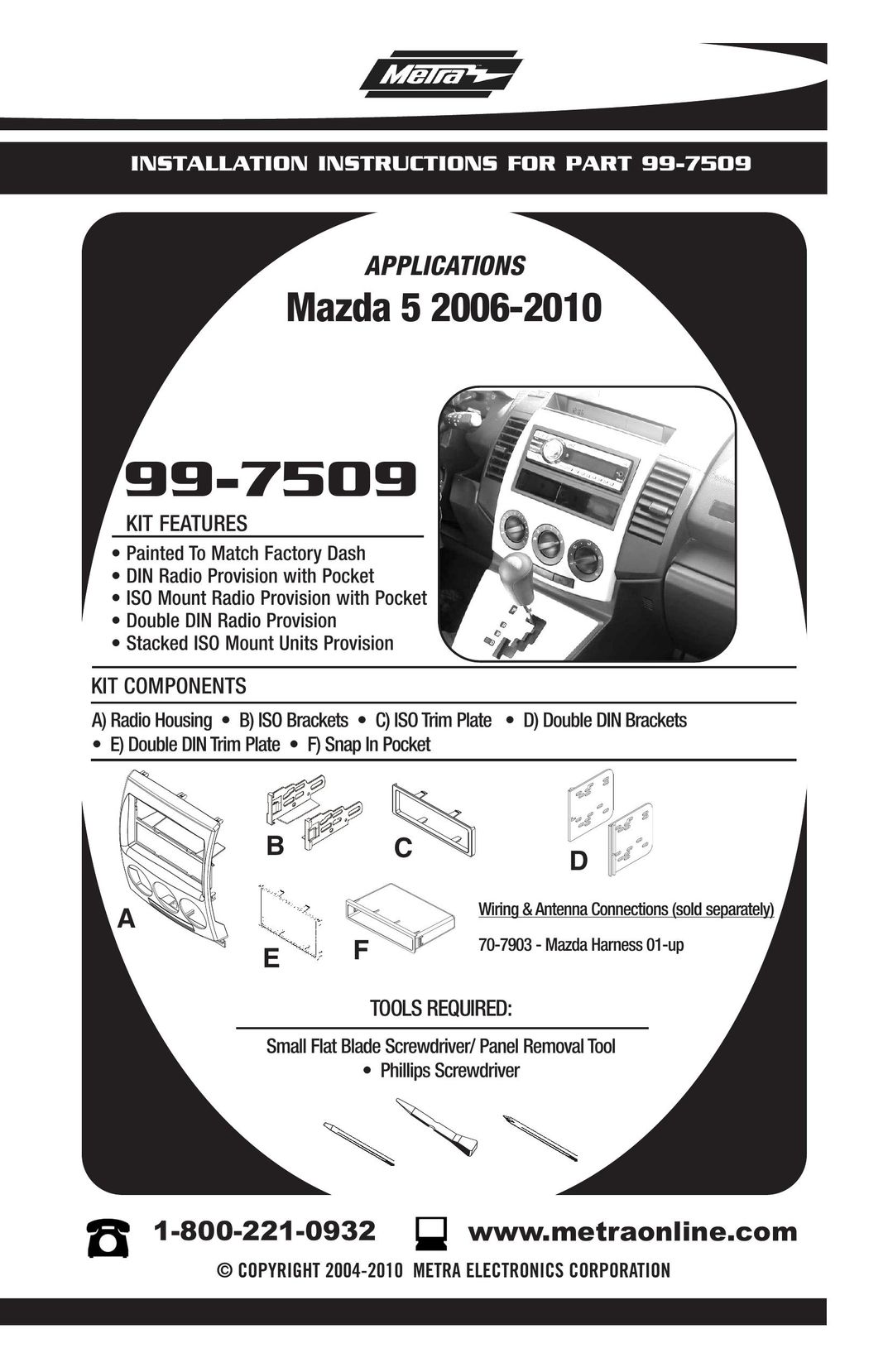 Mazda 99-7509 Car Stereo System User Manual