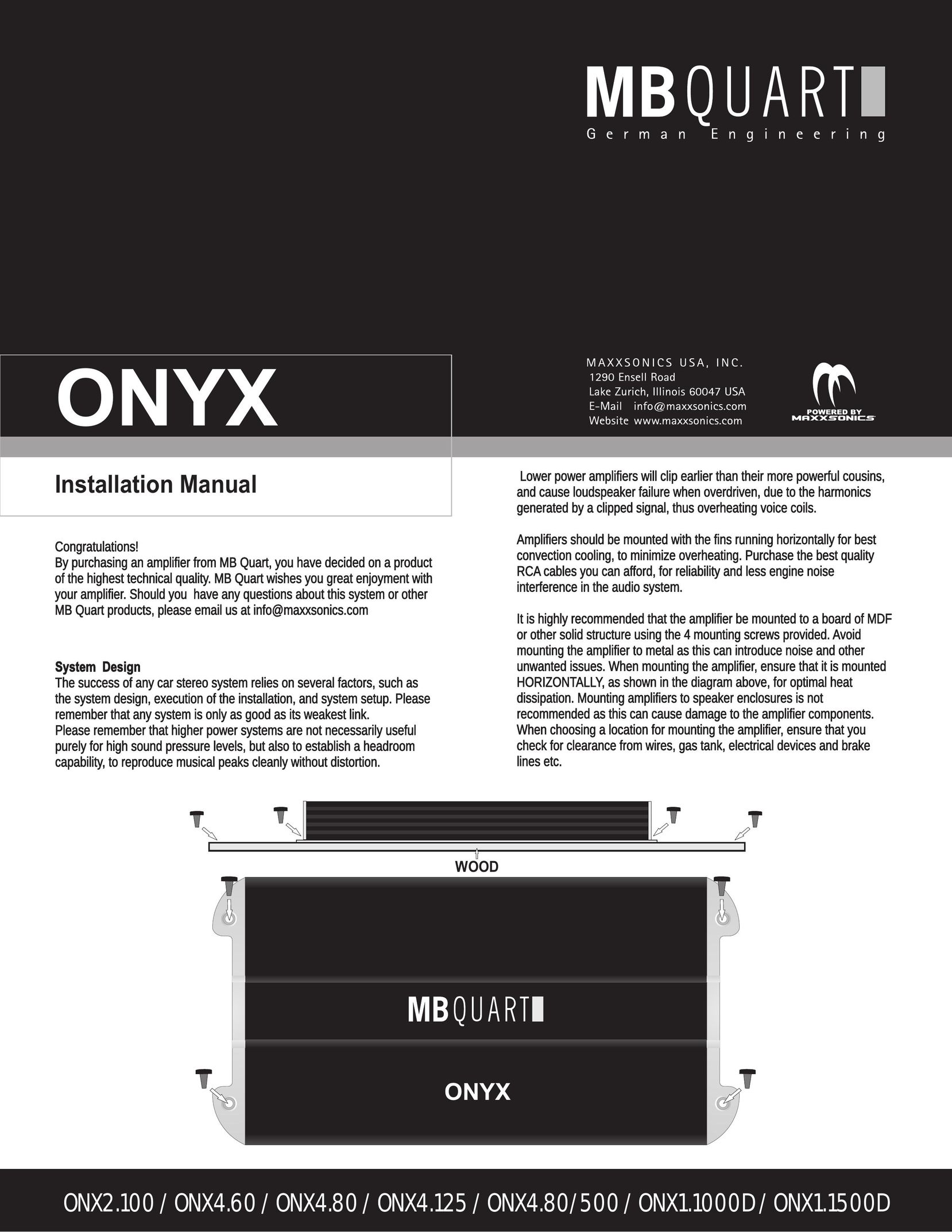 MB QUART ONX1.1000D Car Stereo System User Manual
