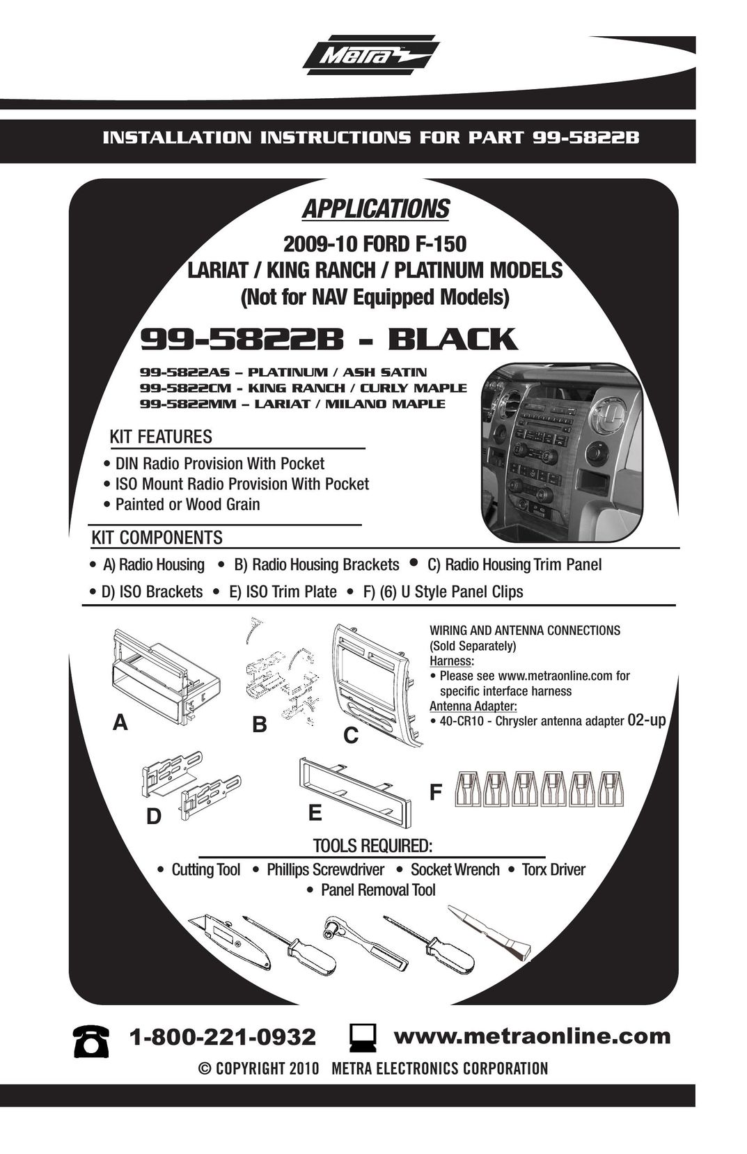 Metra Electronics 99-5822B Car Stereo System User Manual