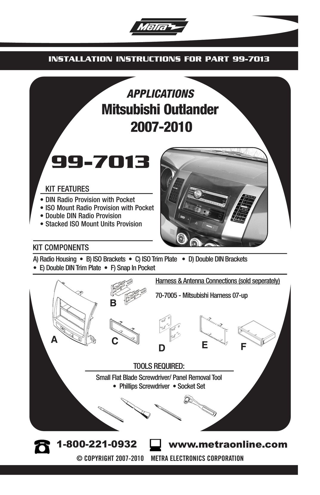 Metra Electronics 99-7013 Car Stereo System User Manual