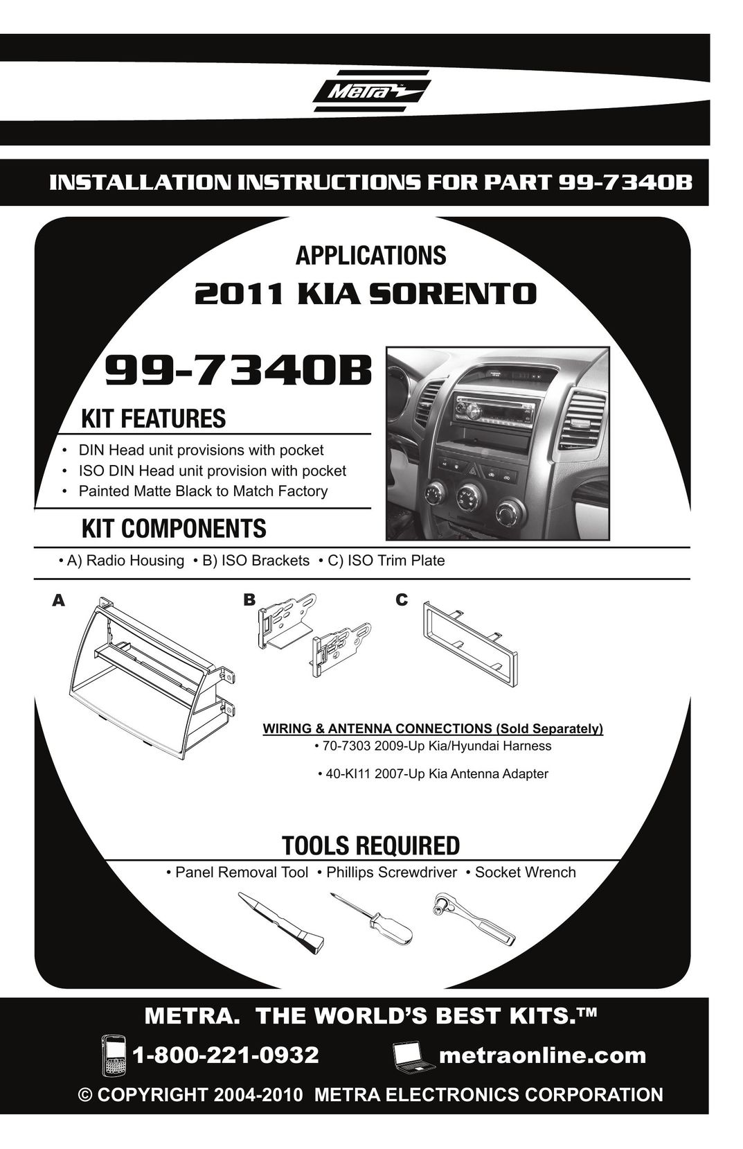 Metra Electronics 99-7340B Car Stereo System User Manual