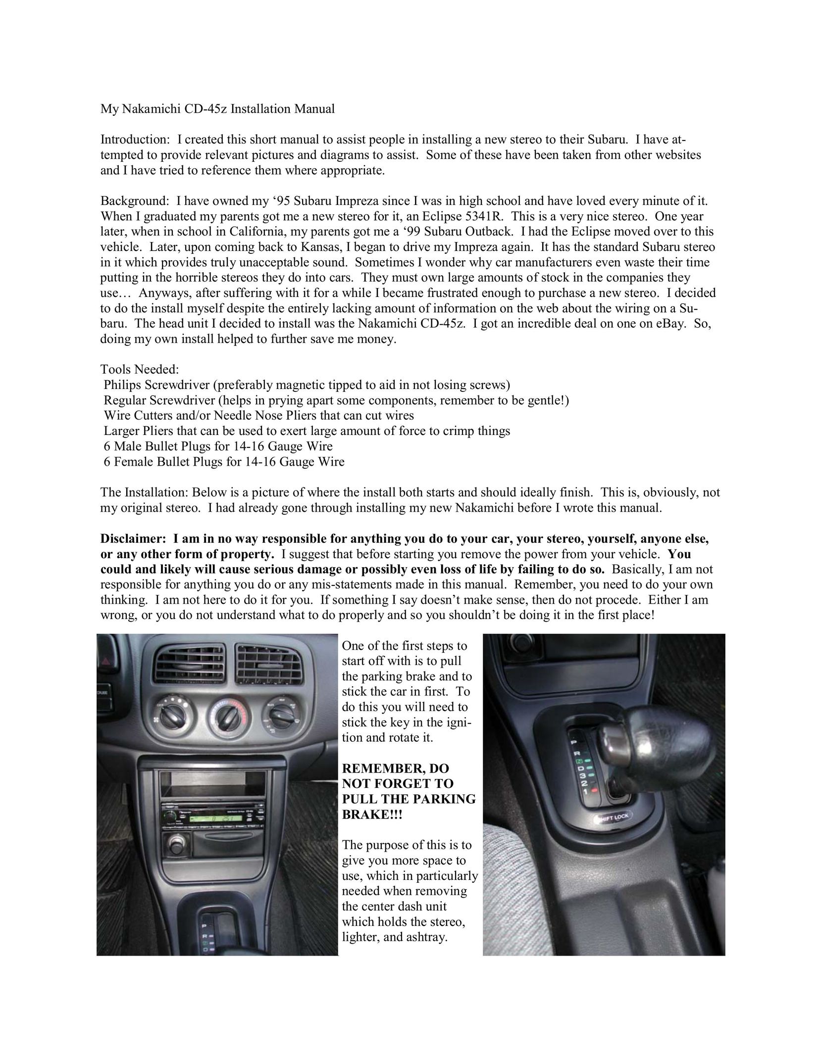 Nakamichi CD-45Z Car Stereo System User Manual