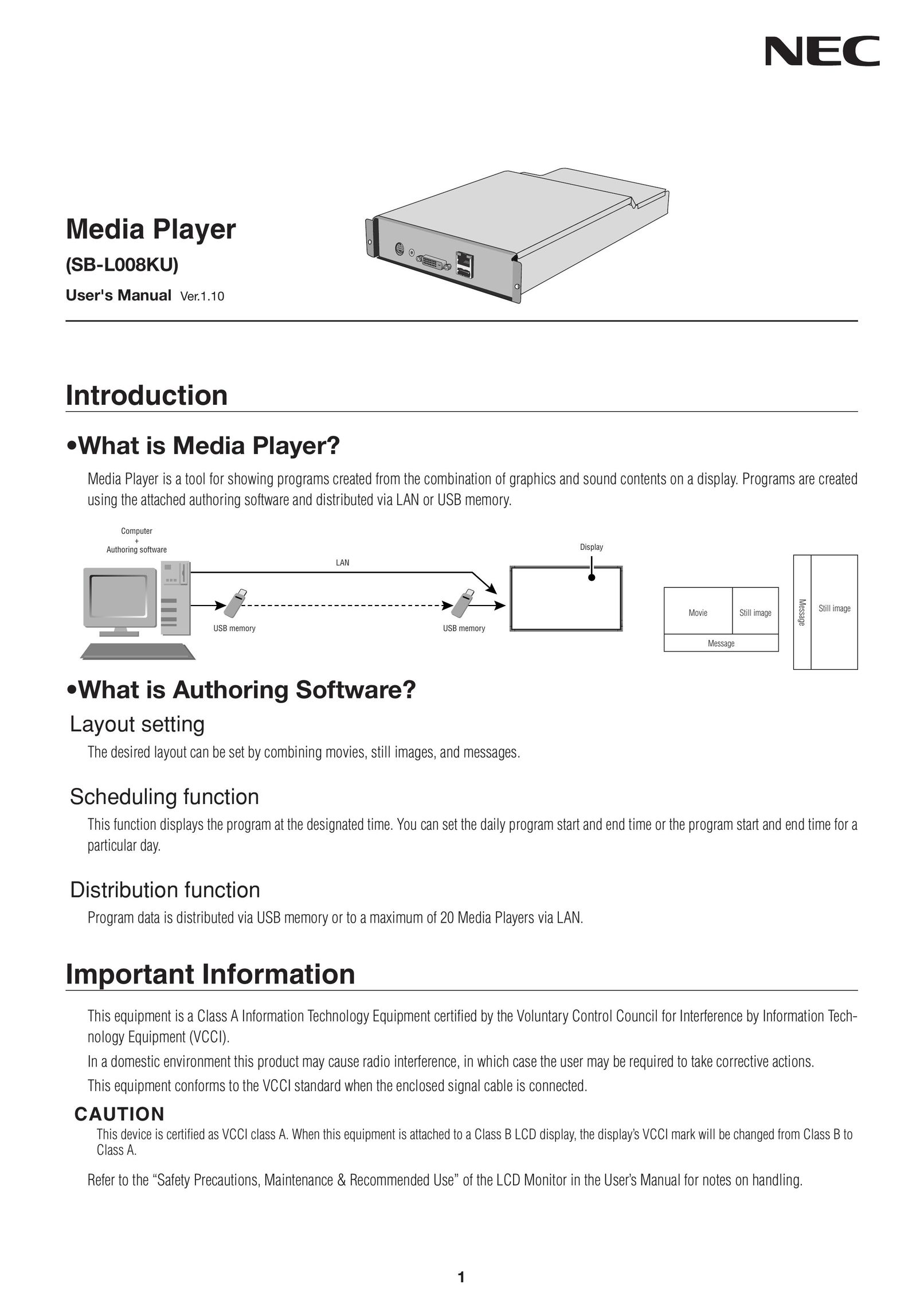 NEC SB-L008KU Car Stereo System User Manual