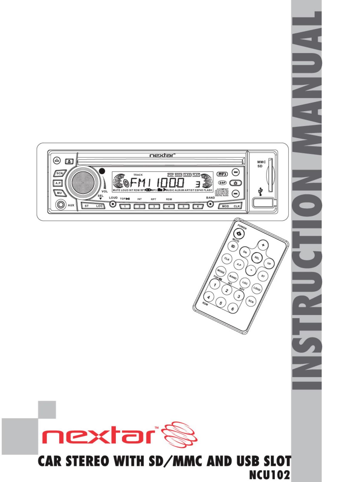 Nextar NCU102 Car Stereo System User Manual