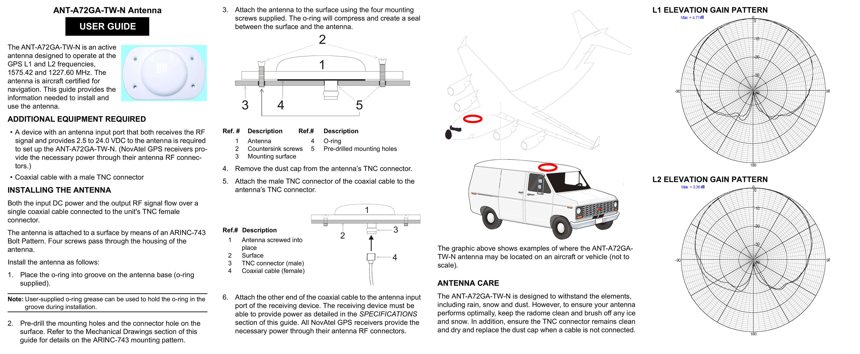 Novatel ANT-A72GA-TW-N Car Stereo System User Manual