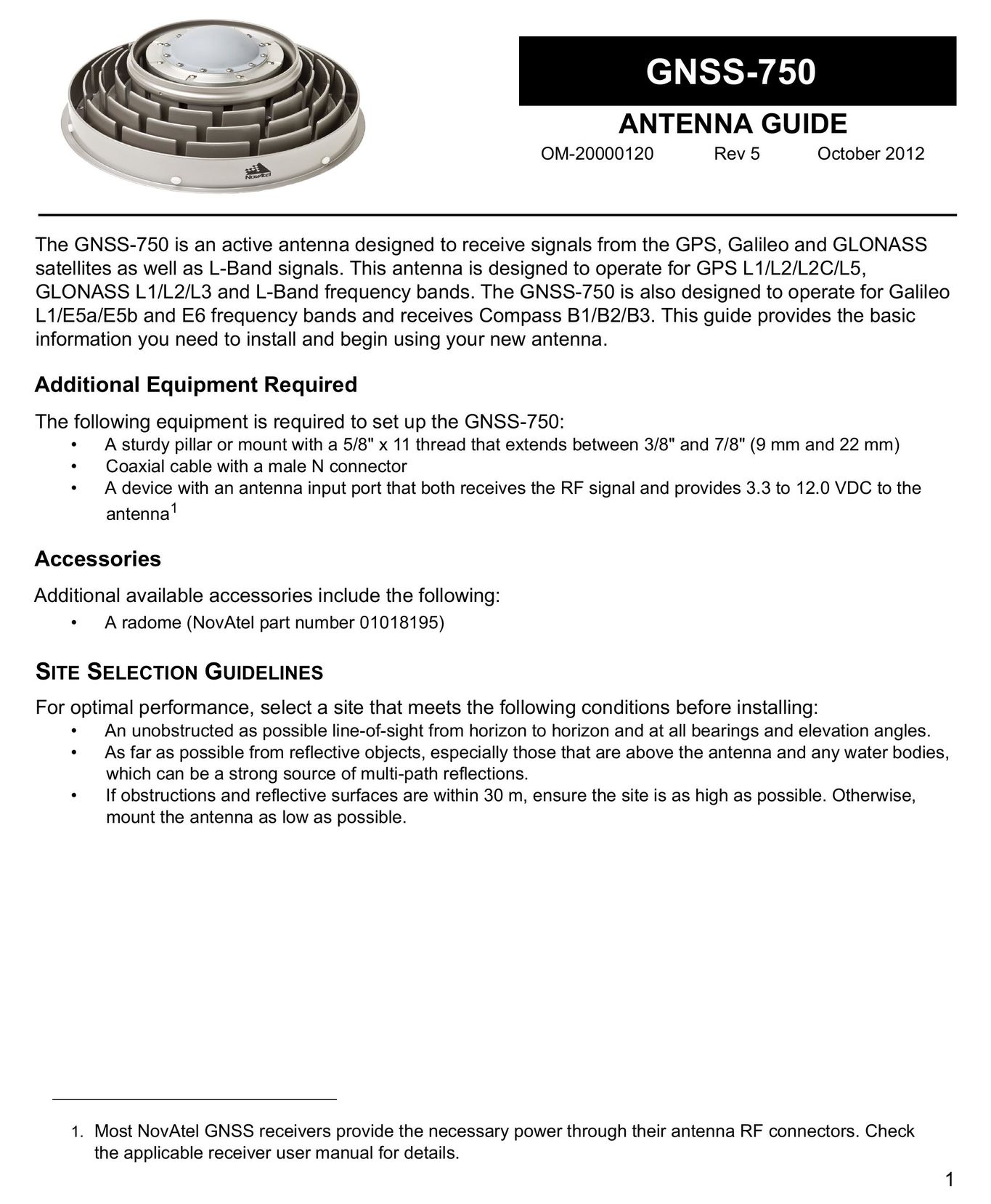 Novatel GNSS-750 Car Stereo System User Manual