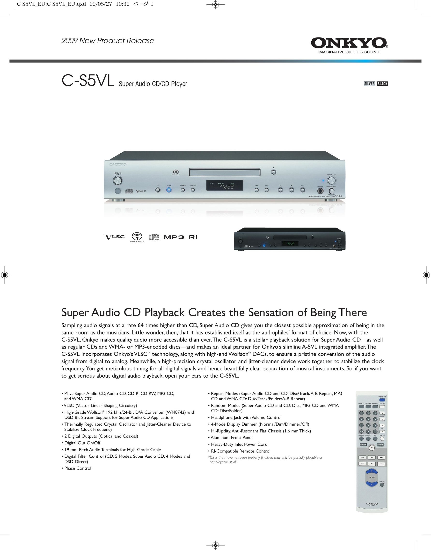 Onkyo C-S5VL Car Stereo System User Manual