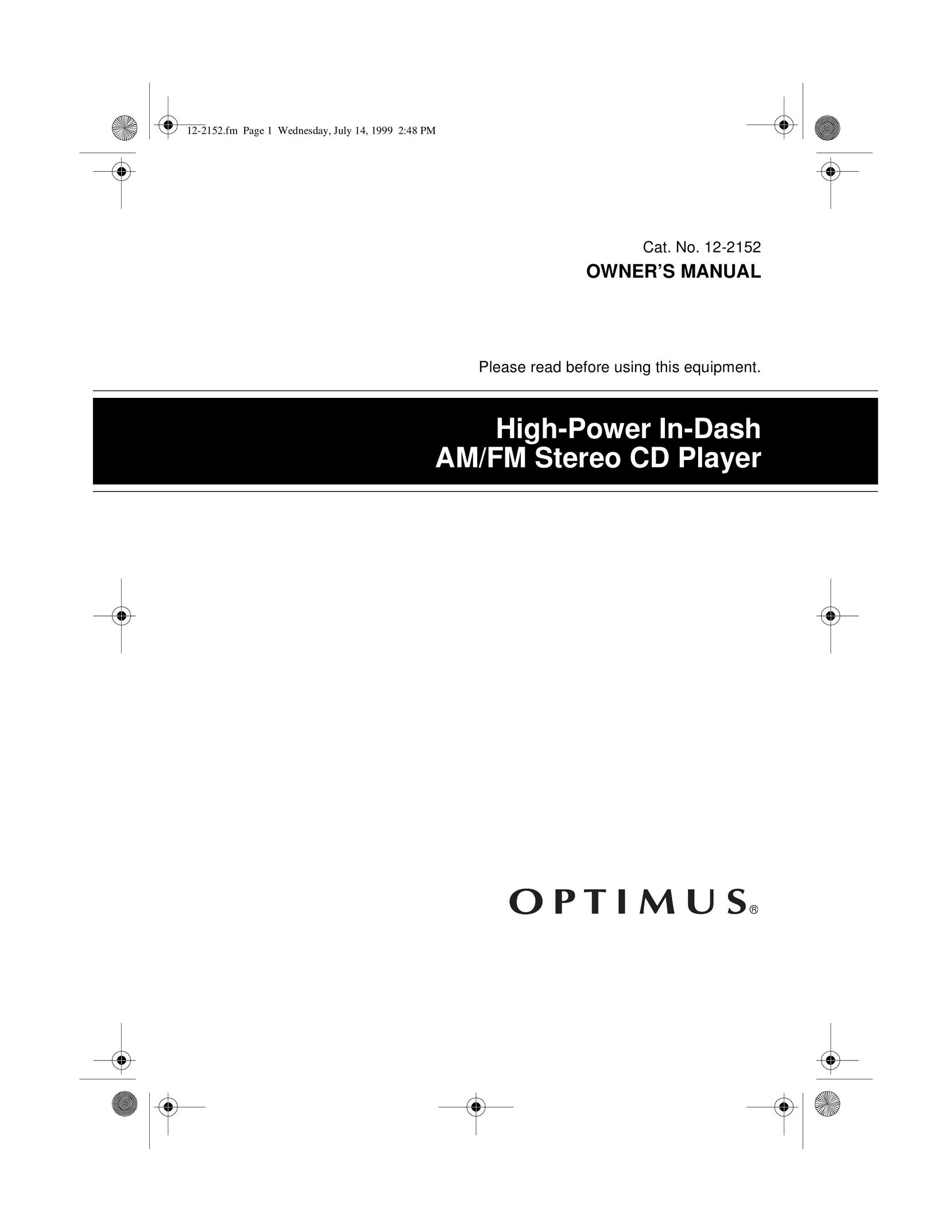 Optimus Dec-52 Car Stereo System User Manual