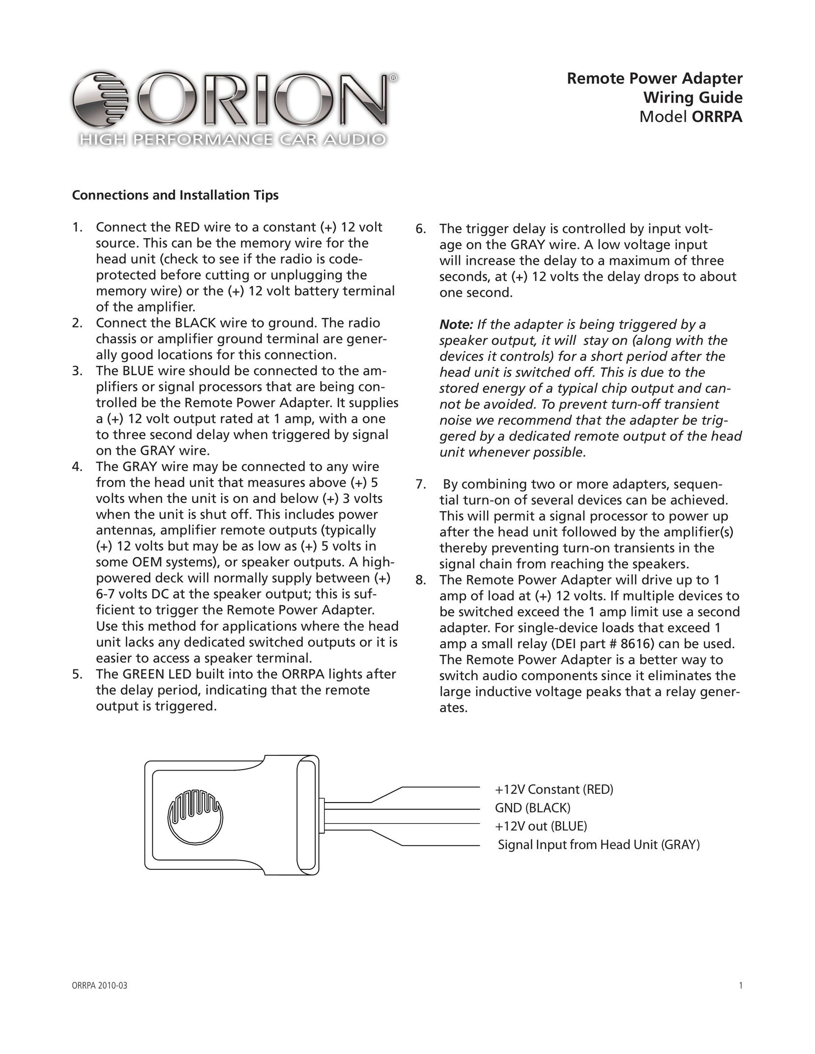 Orion Car Audio ORRPA Car Stereo System User Manual