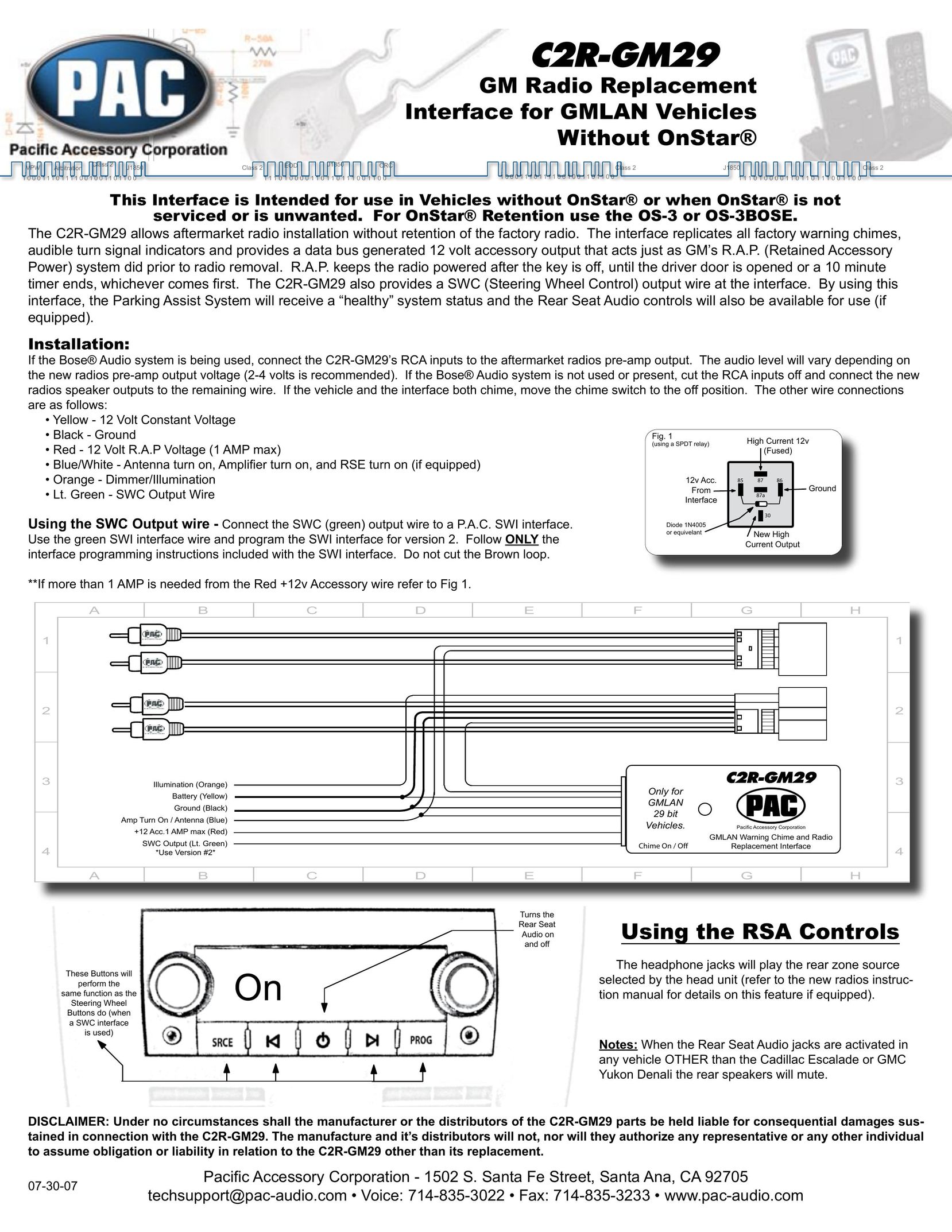 PAC C2R-GM29 Car Stereo System User Manual